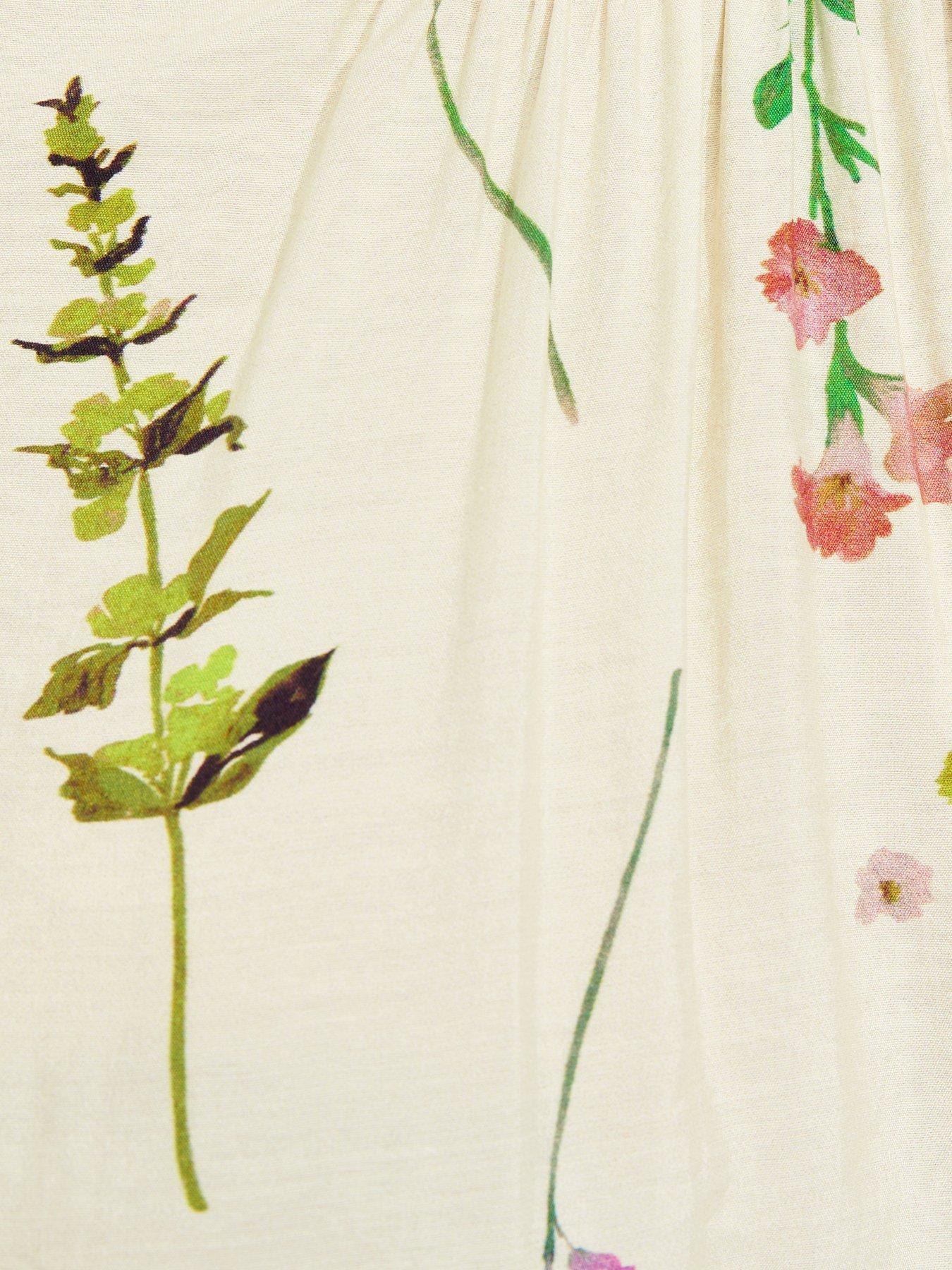 Image 5 of 5 of New Look Botanical Floral Print Midi Dress - Cream