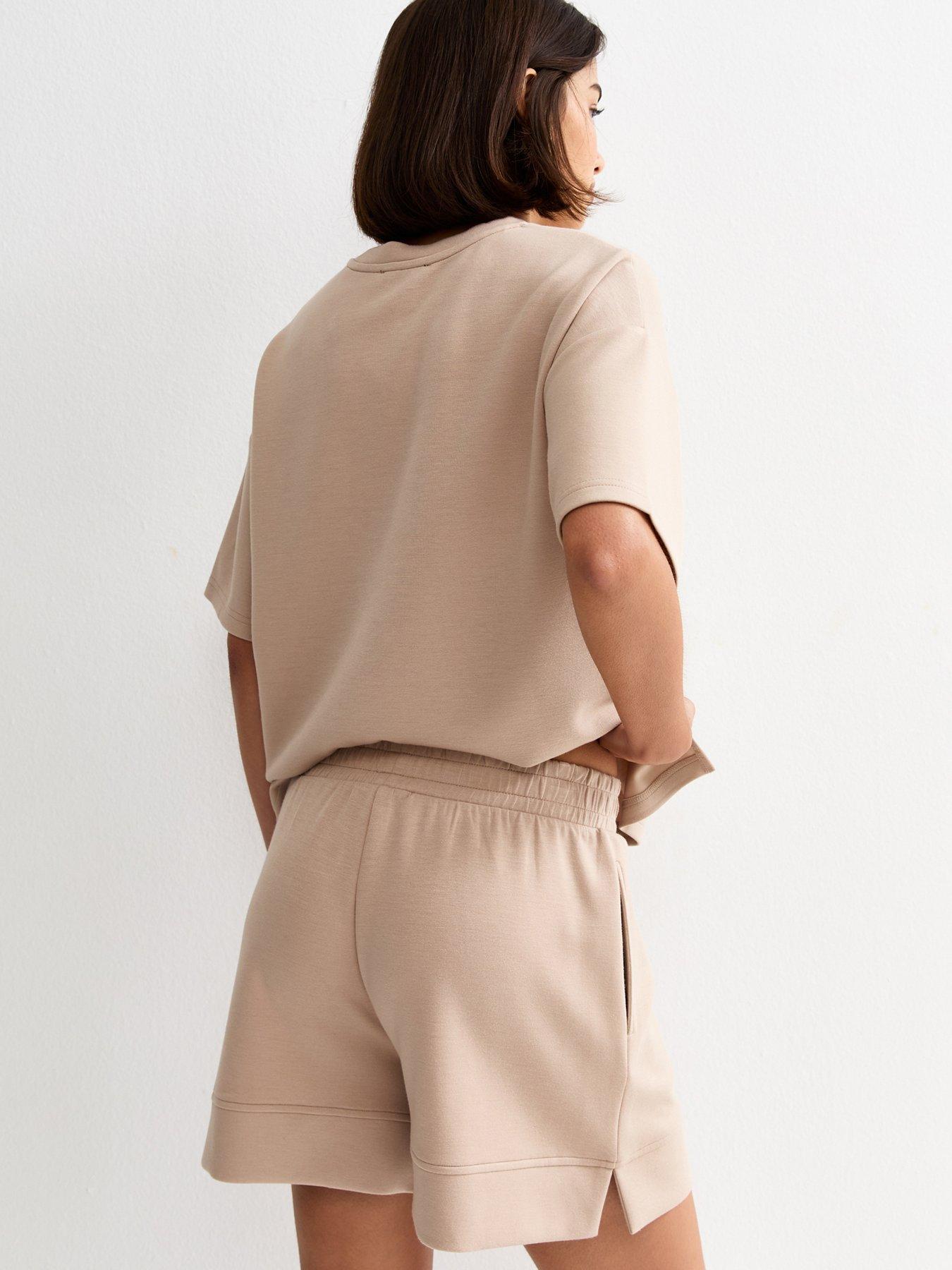 Image 2 of 5 of New Look Mink Premium Side Split Shorts - Mink