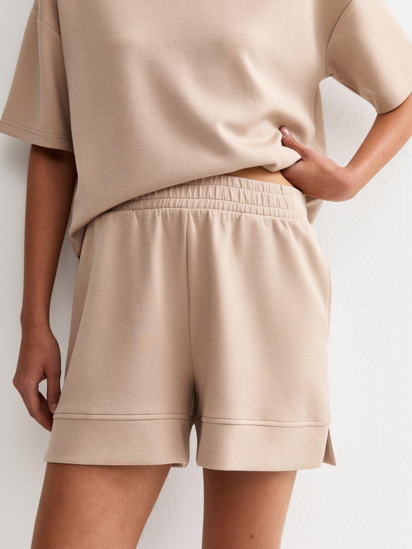 Image 4 of 5 of New Look Mink Premium Side Split Shorts - Mink