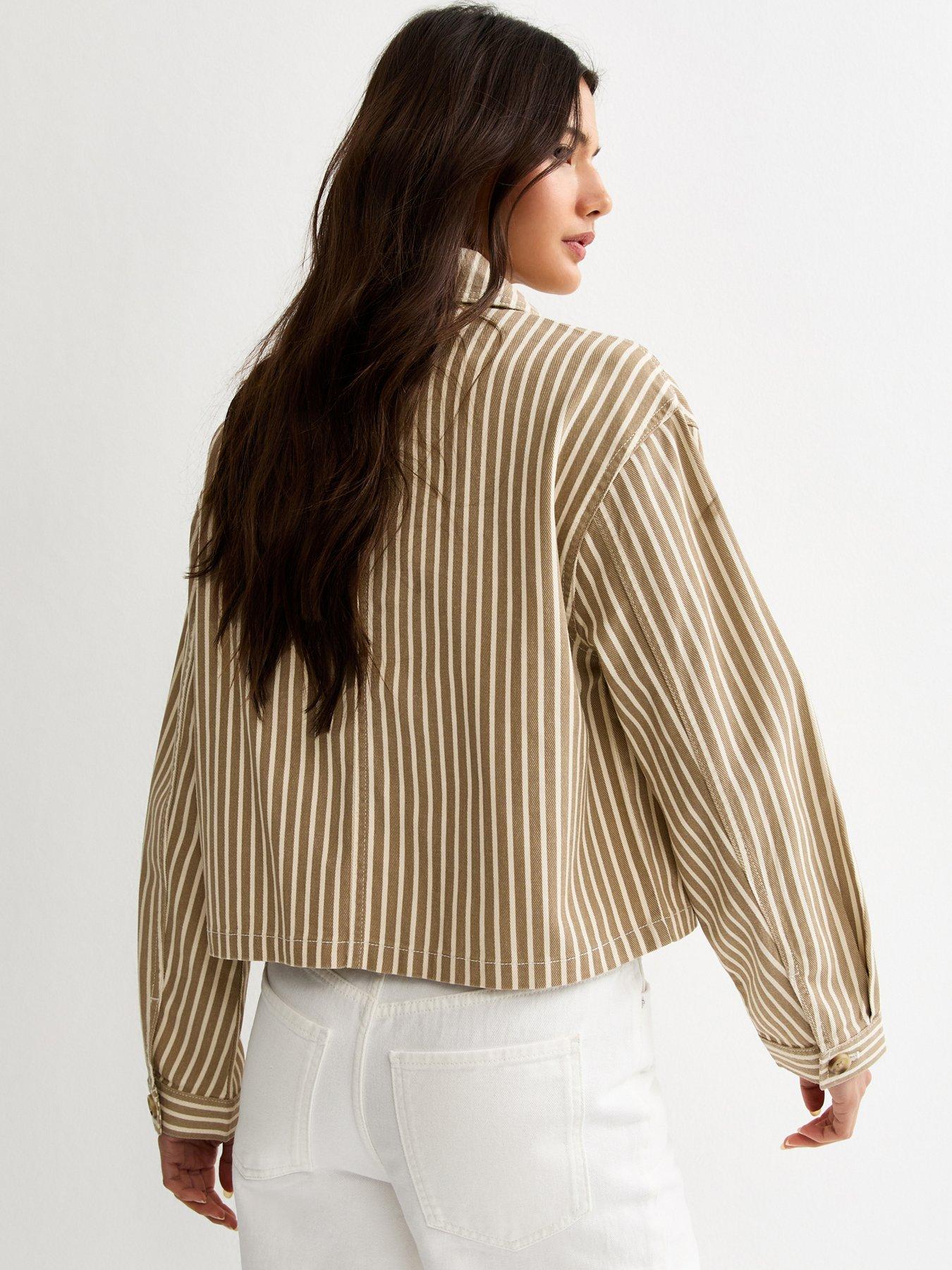 stillFront image of new-look-twill-cropped-pinstripe-shacket-light-brown