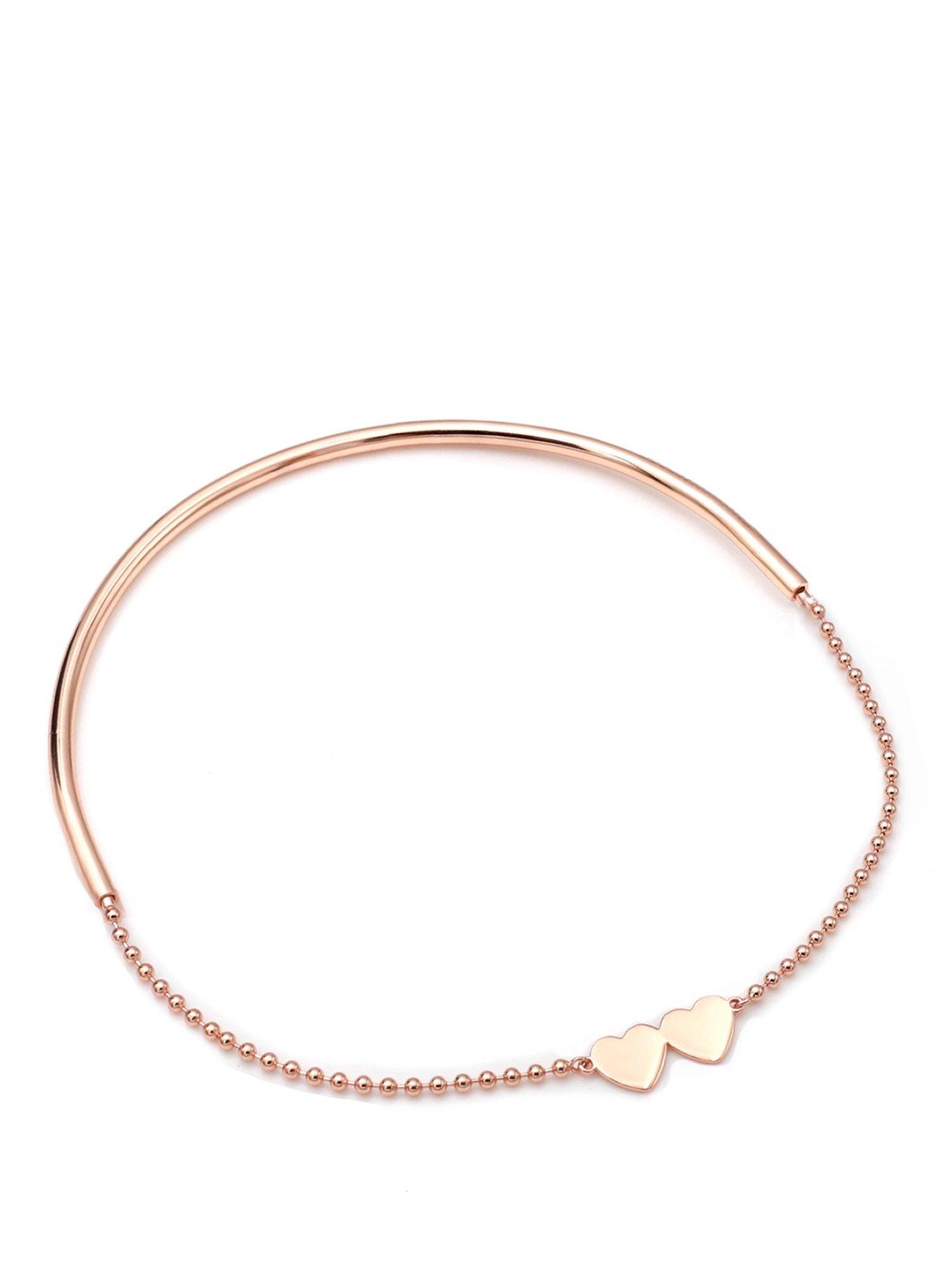Say It With Detachable Double Heart Choker Necklace - Rose Gold