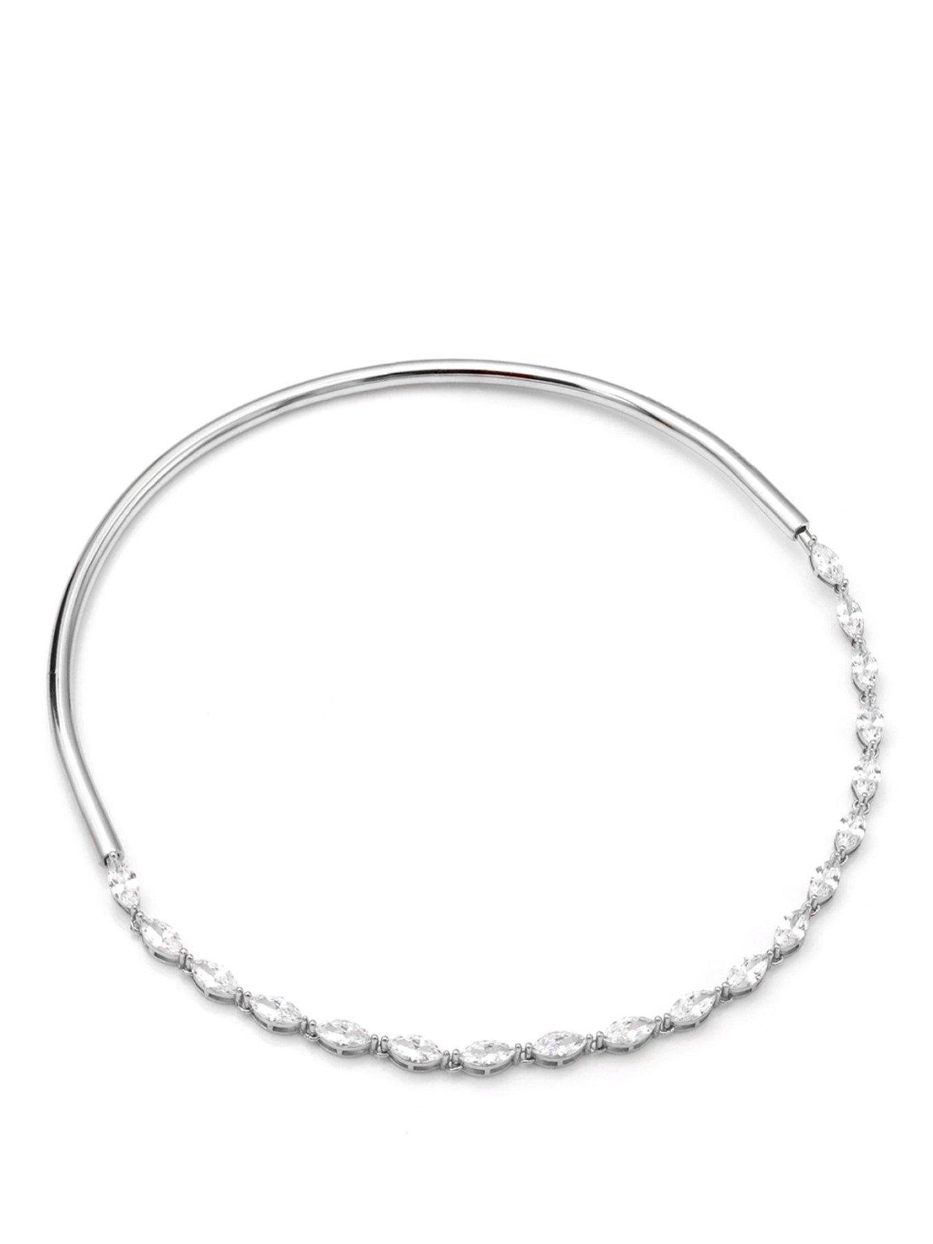 Say It With Detachable Oval Choker Necklace - Silver