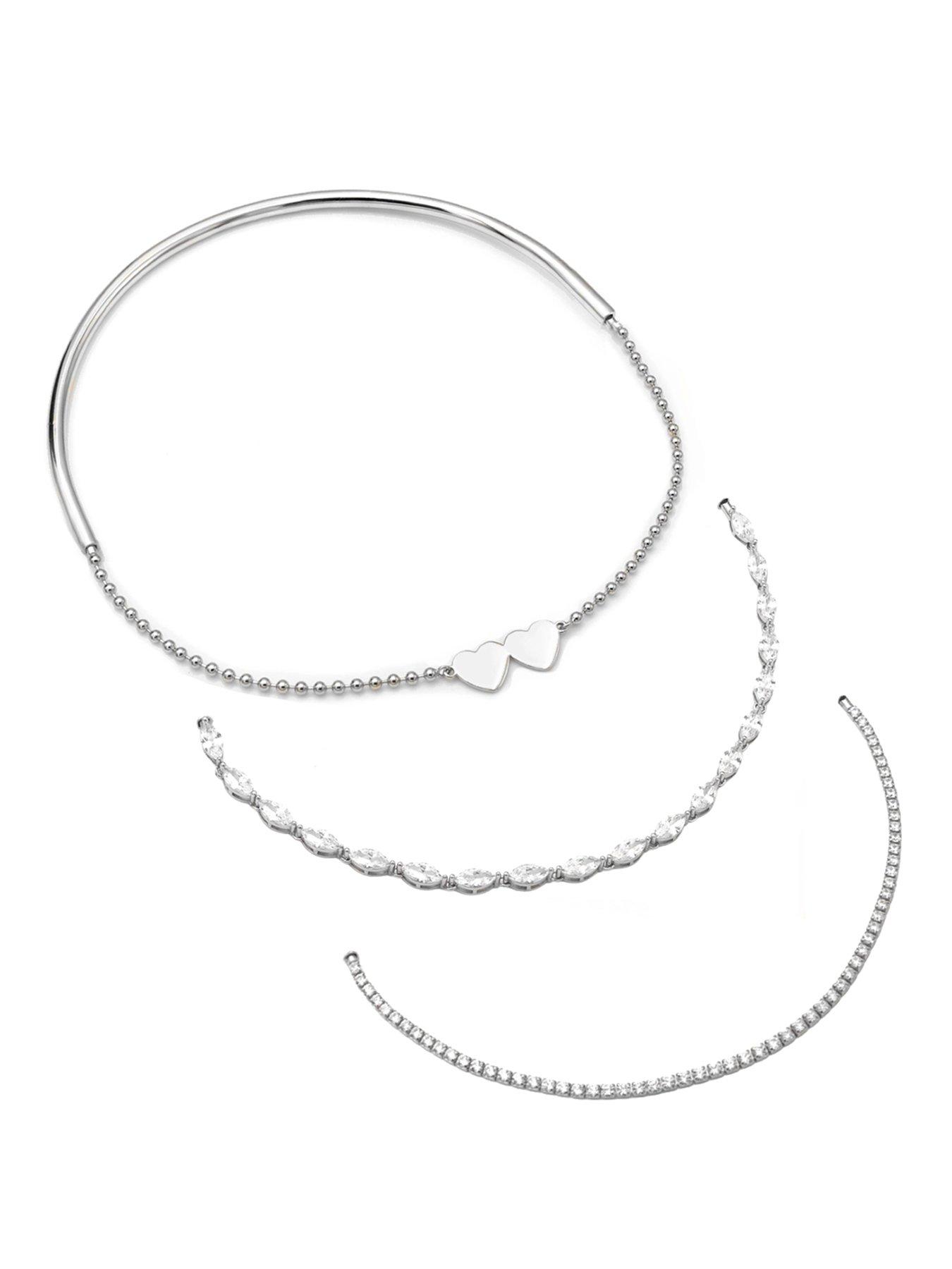 Say It With Detachable Choker Necklace Set - Silver