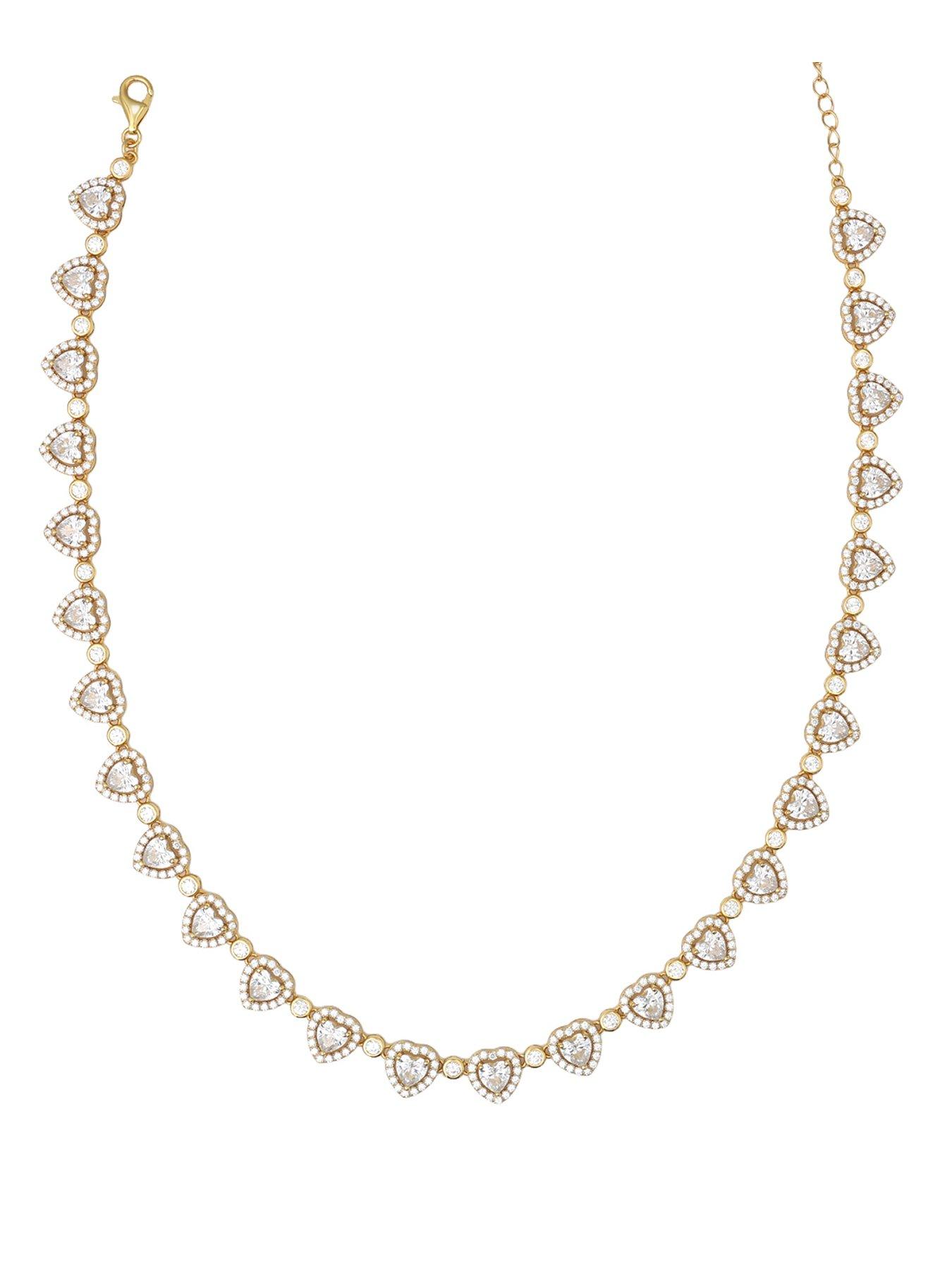 Say It With Heart Tennis Choker Necklace - Yellow Gold