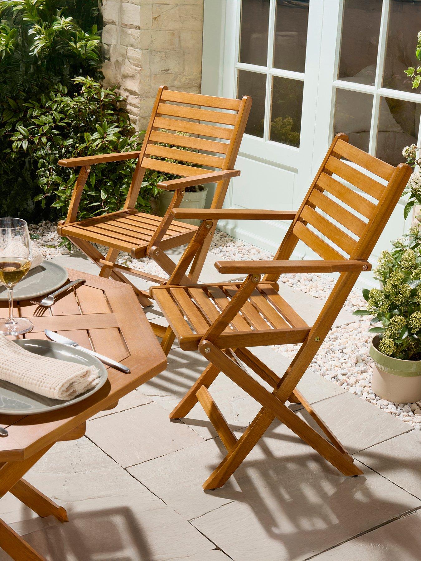 Image 1 of 5 of Vonhaus Cannes 2 Pack Wooden Folding Chairs