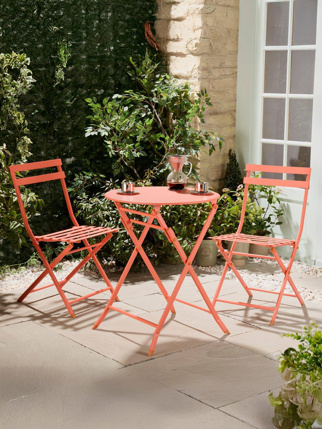  image of vonhaus-metal-bistro-set-coral