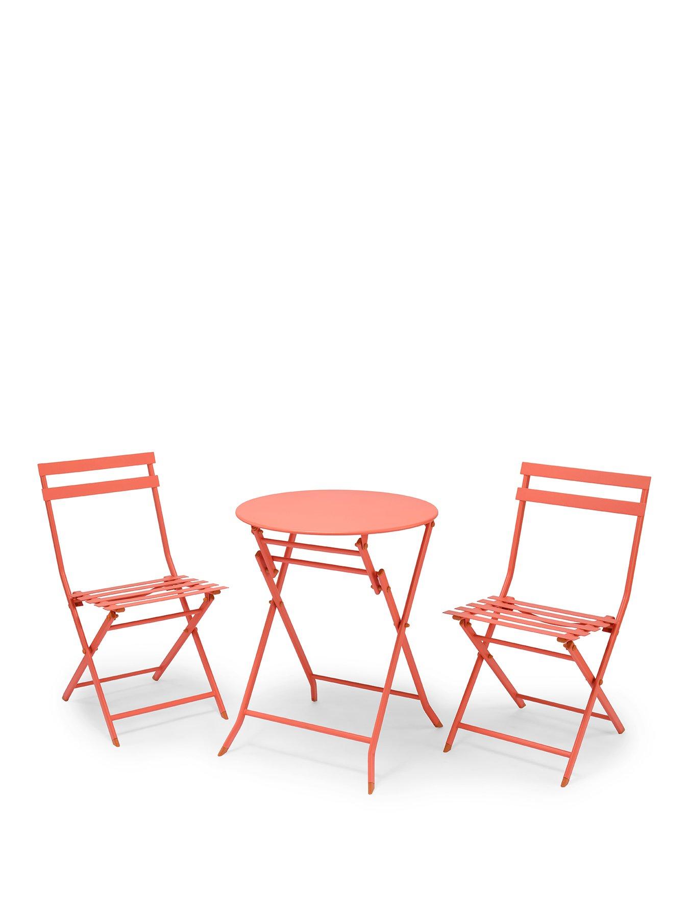  image of vonhaus-metal-bistro-set-coral