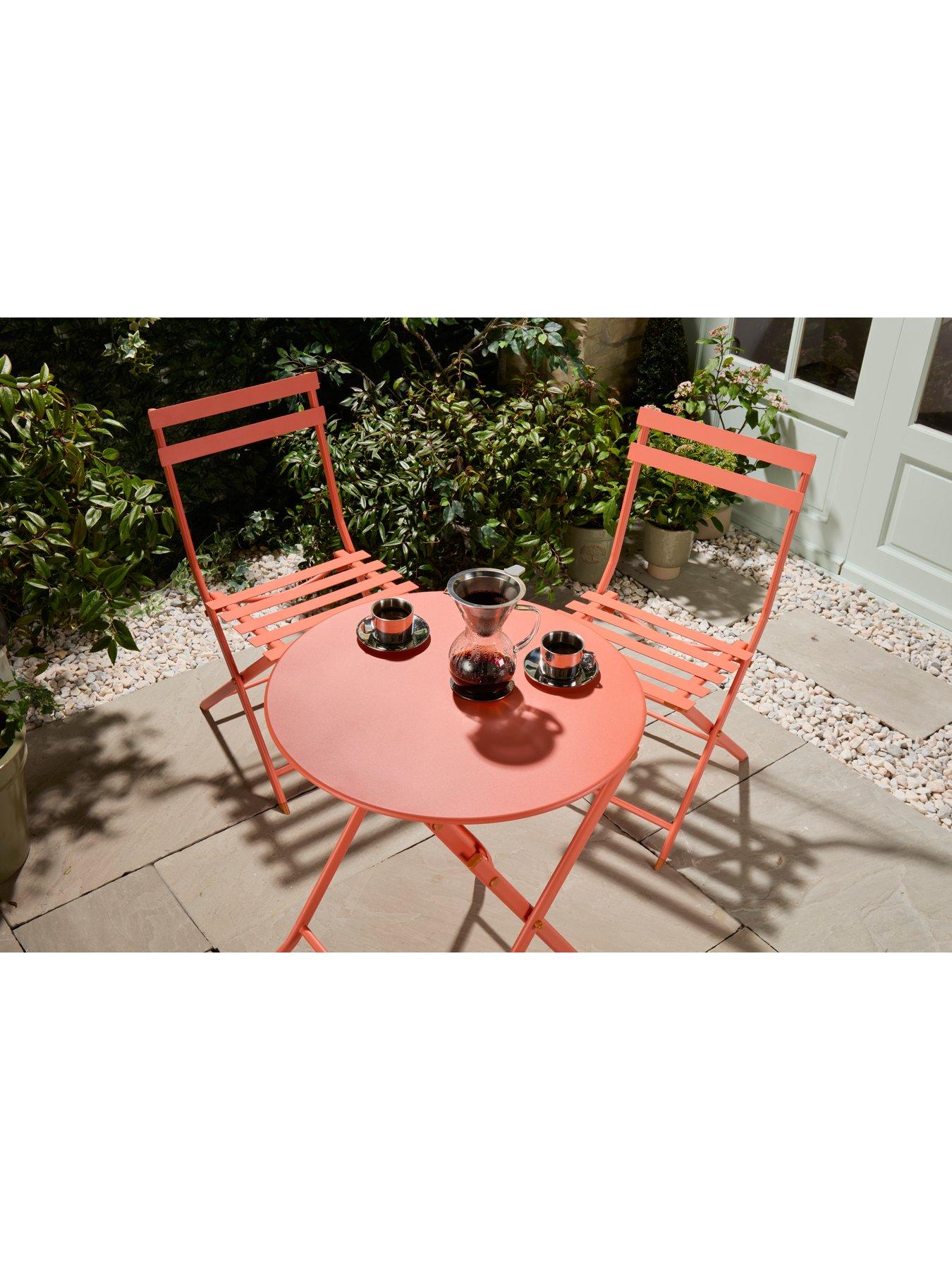  image of vonhaus-metal-bistro-set-coral