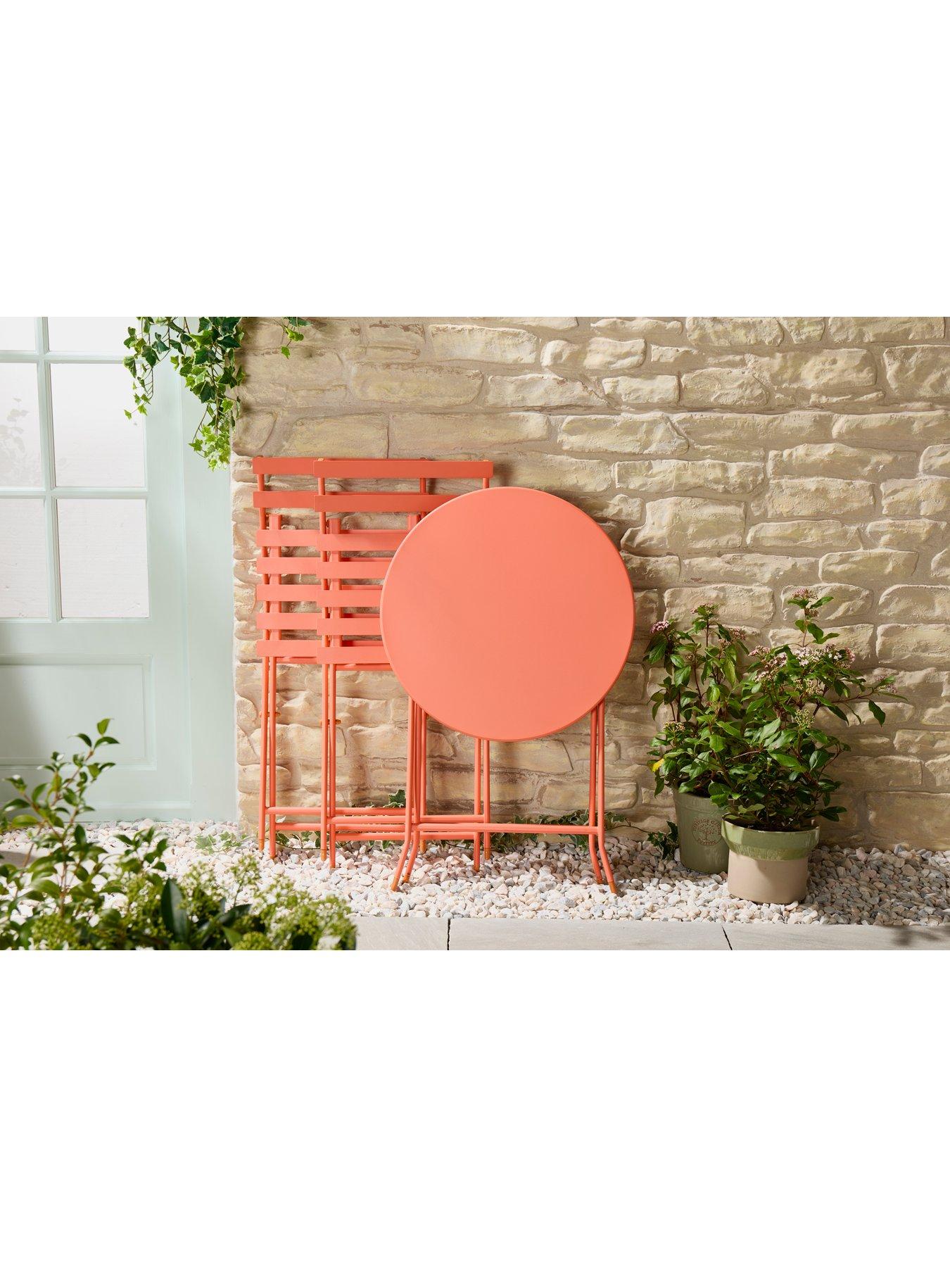  image of vonhaus-metal-bistro-set-coral