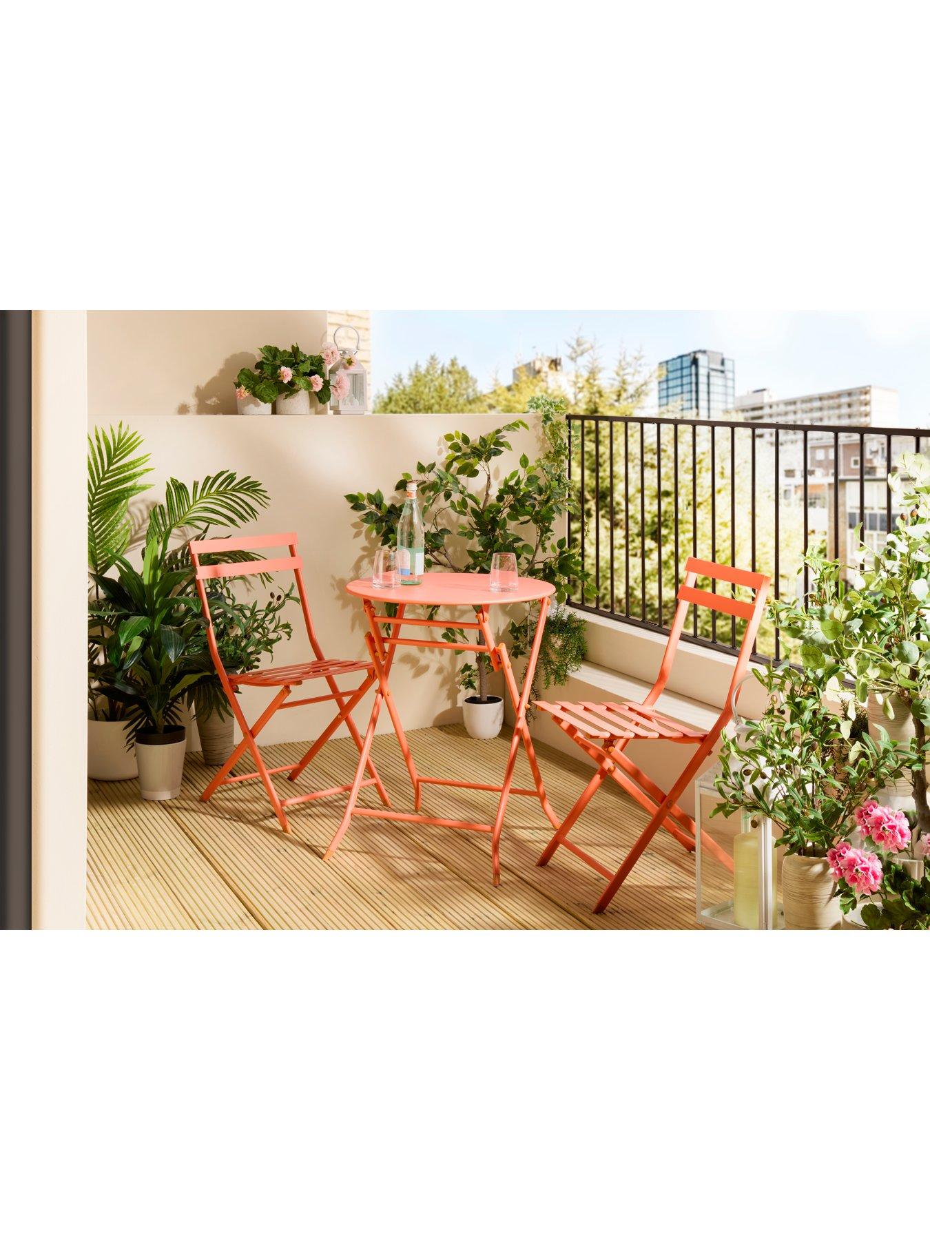  image of vonhaus-metal-bistro-set-coral