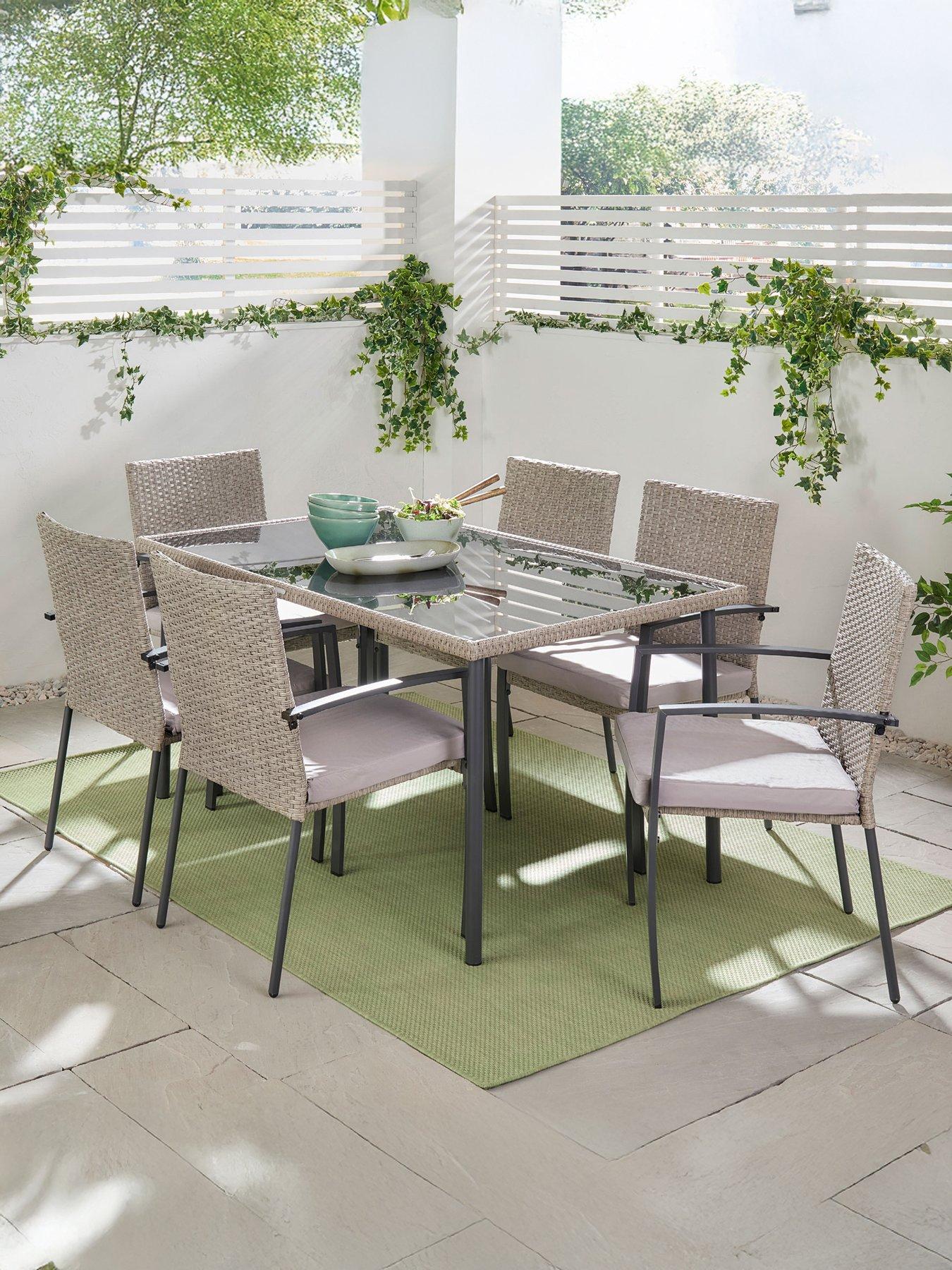 Image 1 of 7 of Vonhaus Alba 6 Seater Garden Dining Set