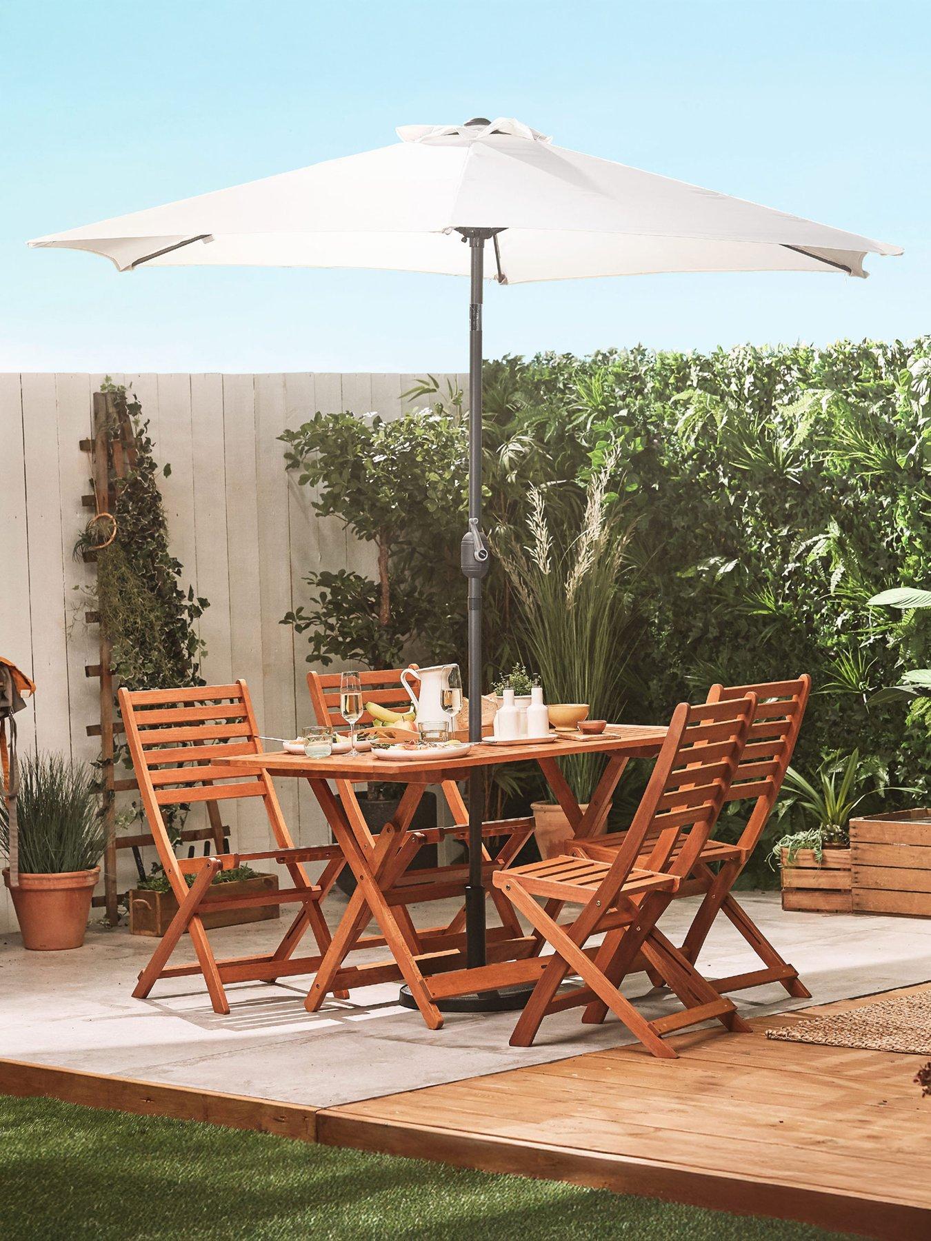 Vonhaus Ivory Cream 2.7m Steel Garden Parasol