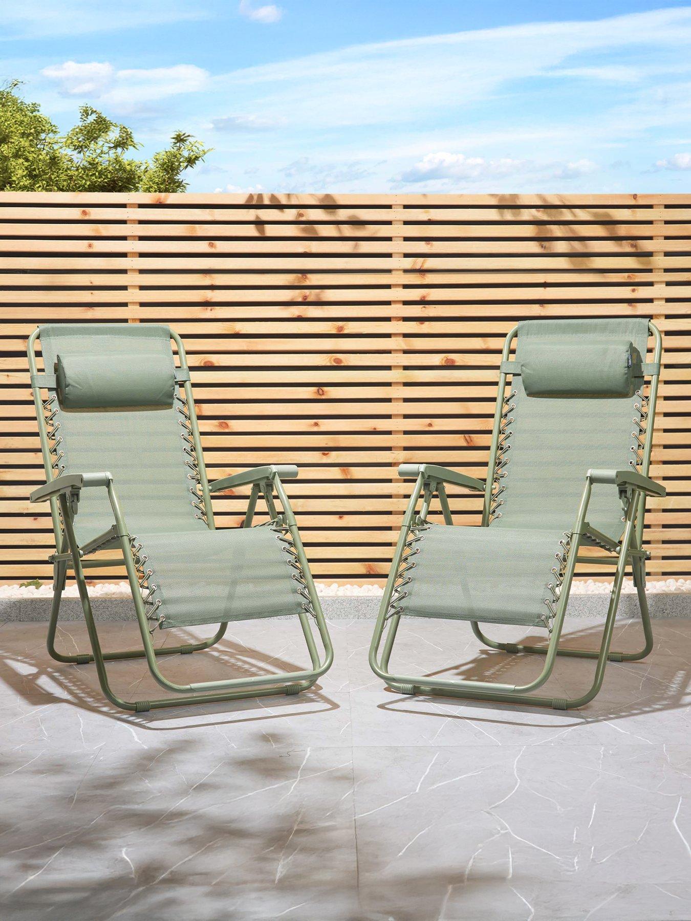 Vonhaus Verona Sage Green Zero Gravity Chair Set of 2