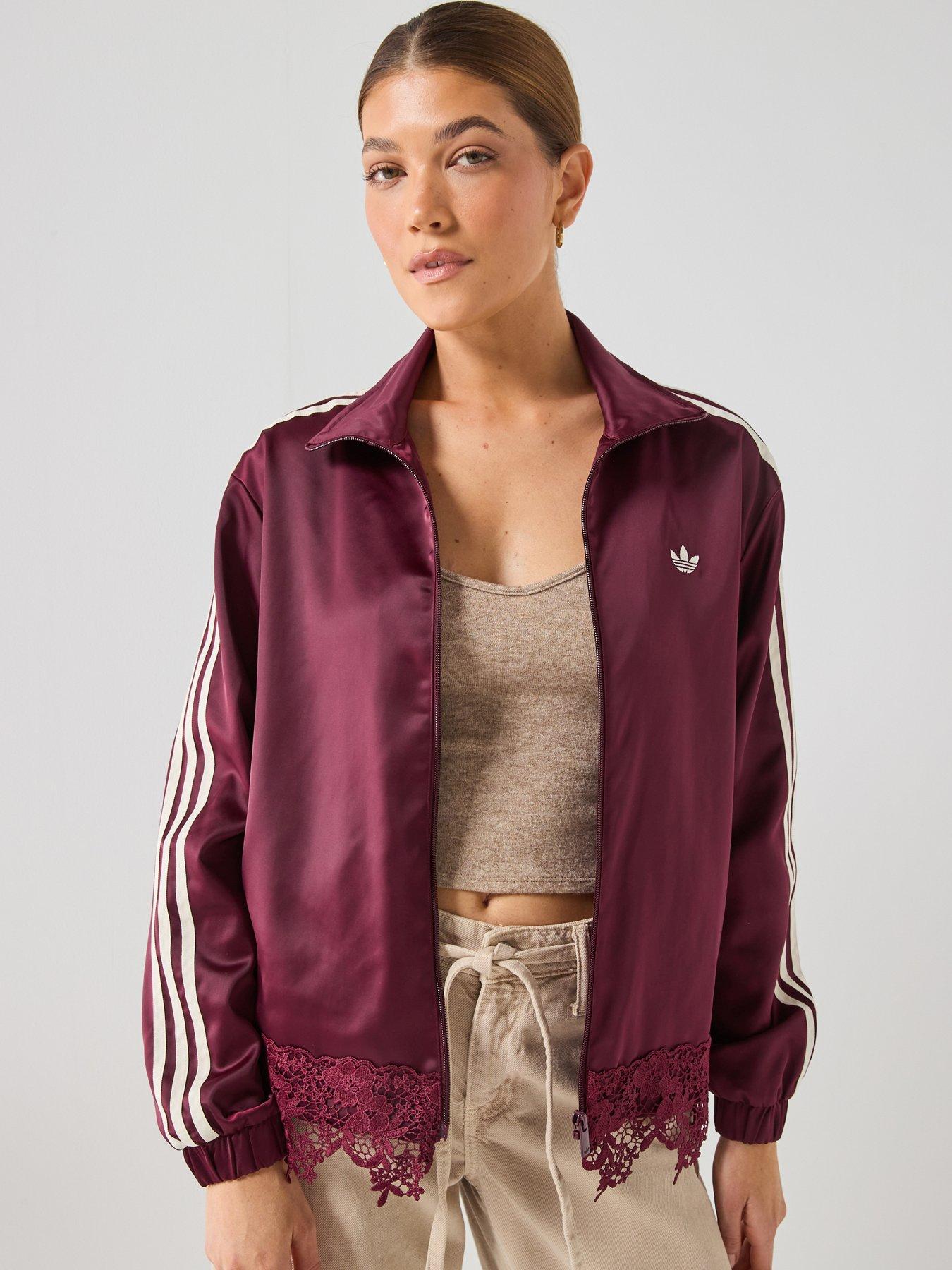 adidas Originals Womens Firebird Satin Lace Track Top - Maroon
