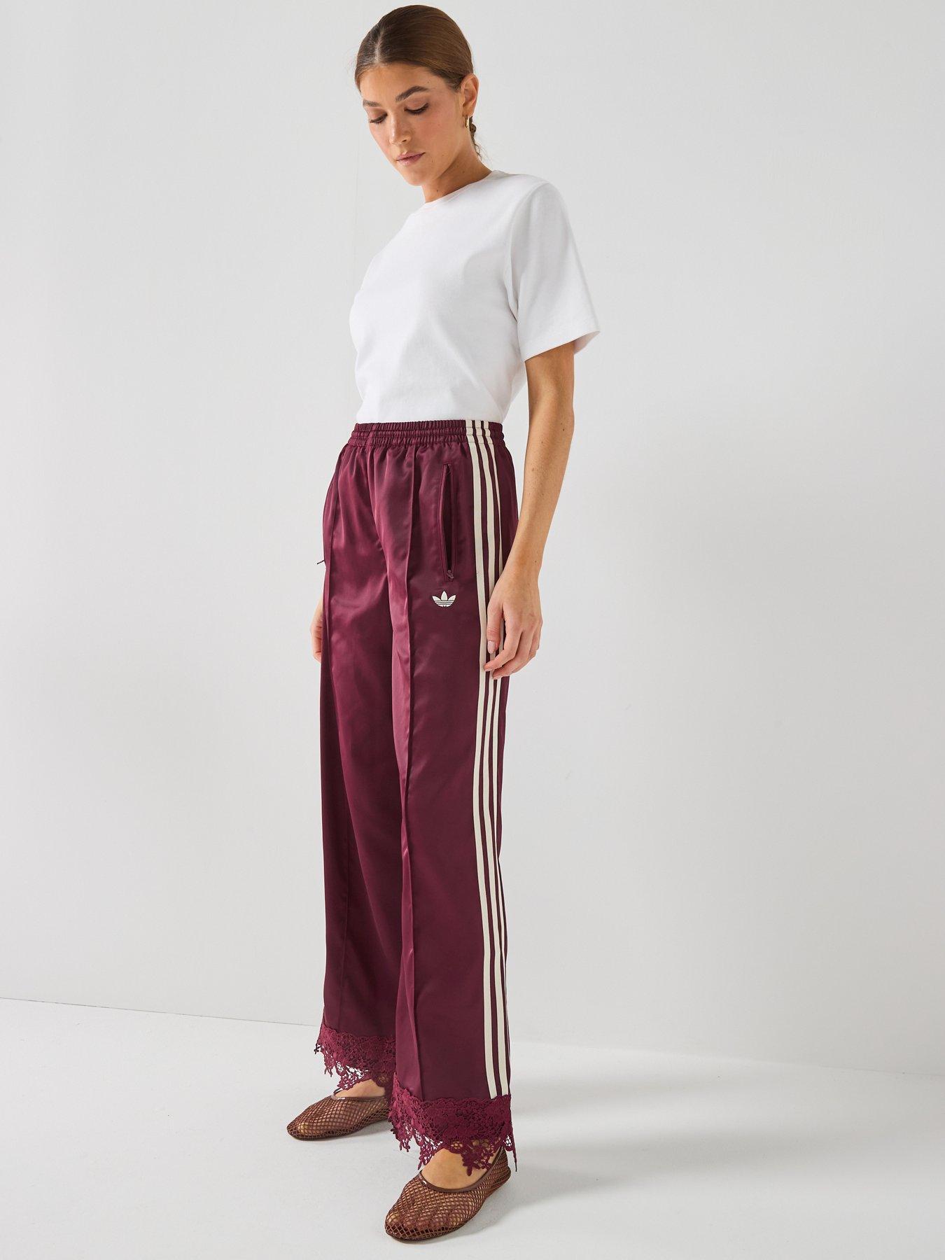 Image 6 of 6 of adidas Originals Womens Firebird Satin Lace Track Pants - Maroon