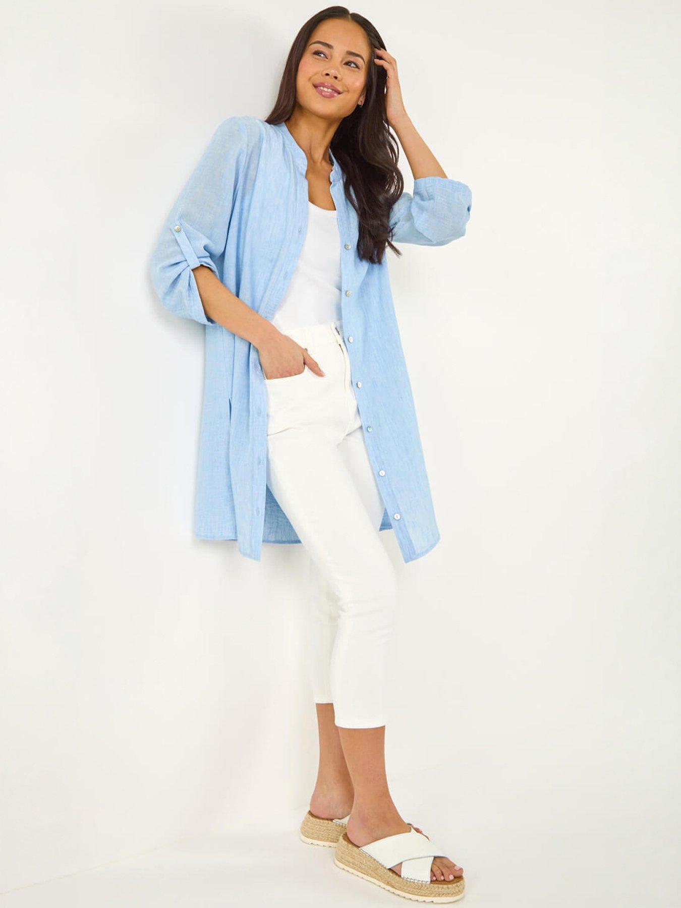Roman Petite Cotton Front Button Overshirt