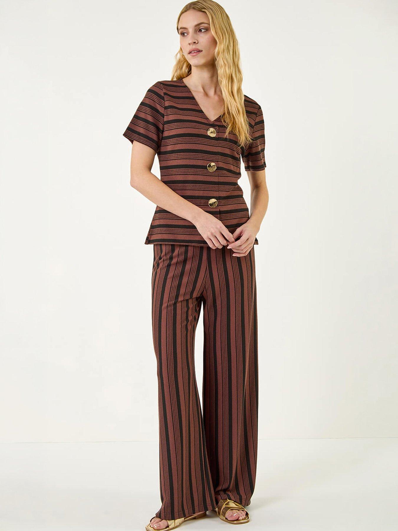 Image 5 of 5 of Roman Stripe Mock Button Top