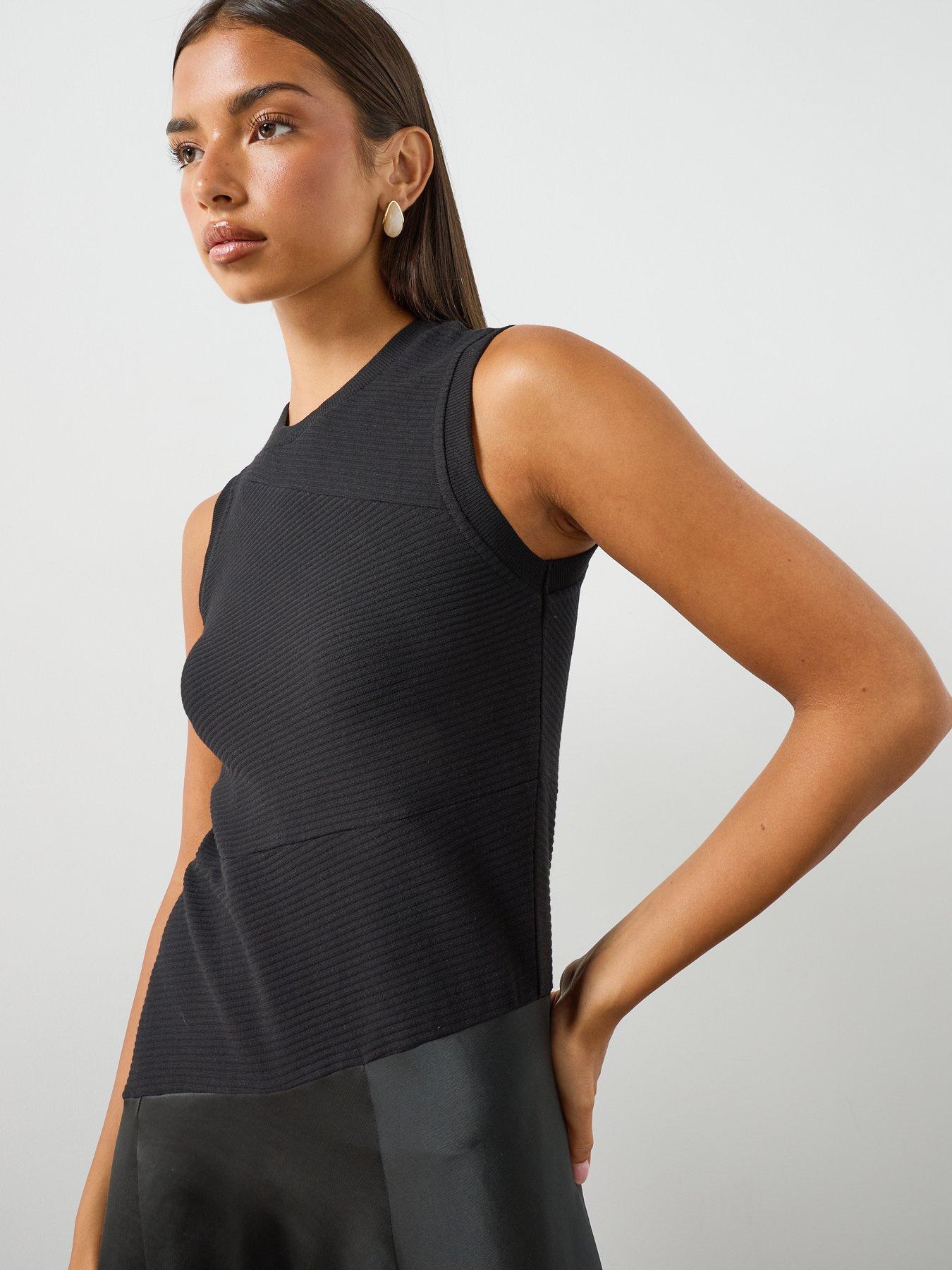 Image 6 of 6 of AllSaints Pia Asymmetric Satin Dress - Black