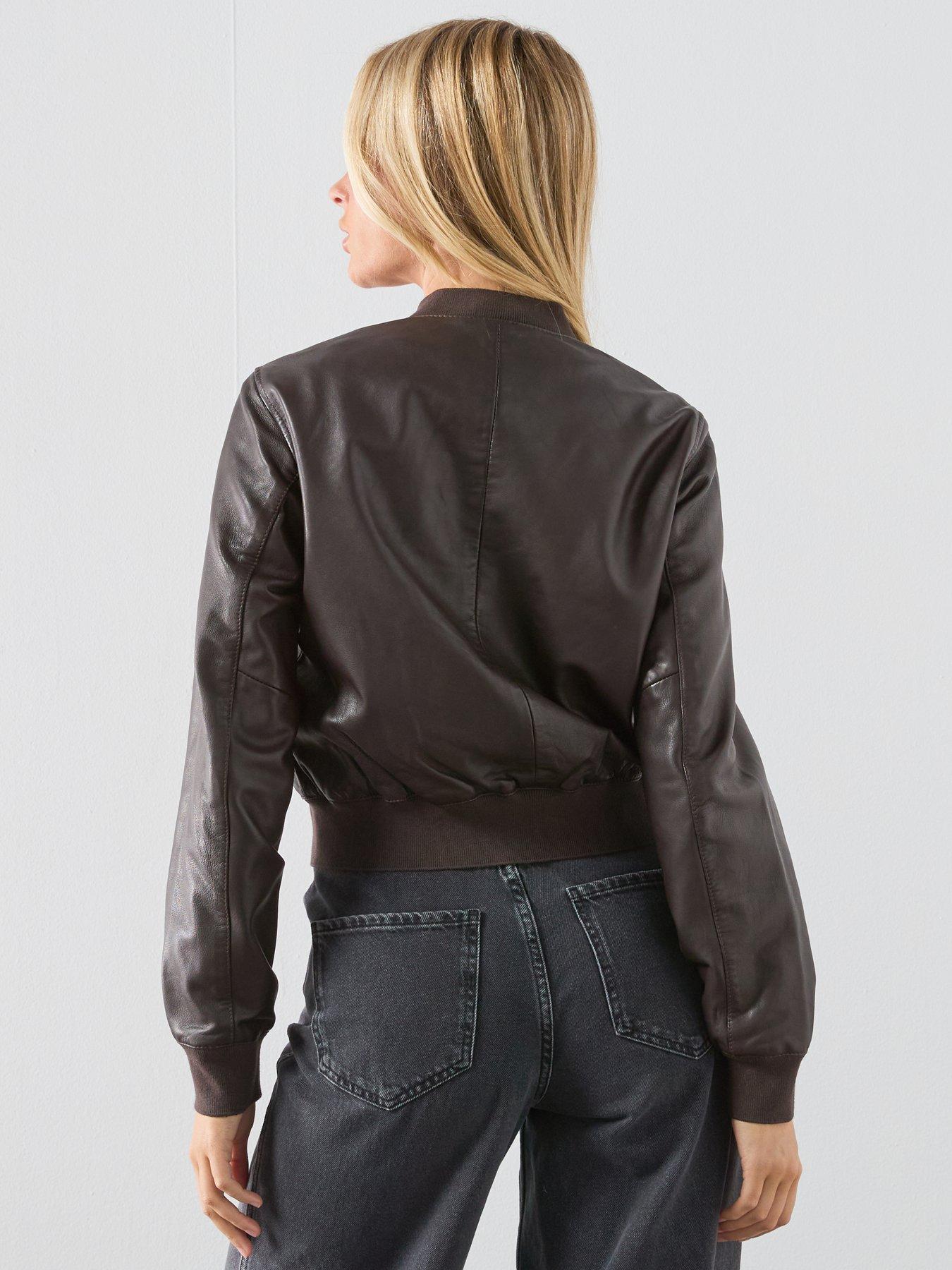 Image 2 of 6 of AllSaints Orten Leather Bomber Jacket - Oxblood Red