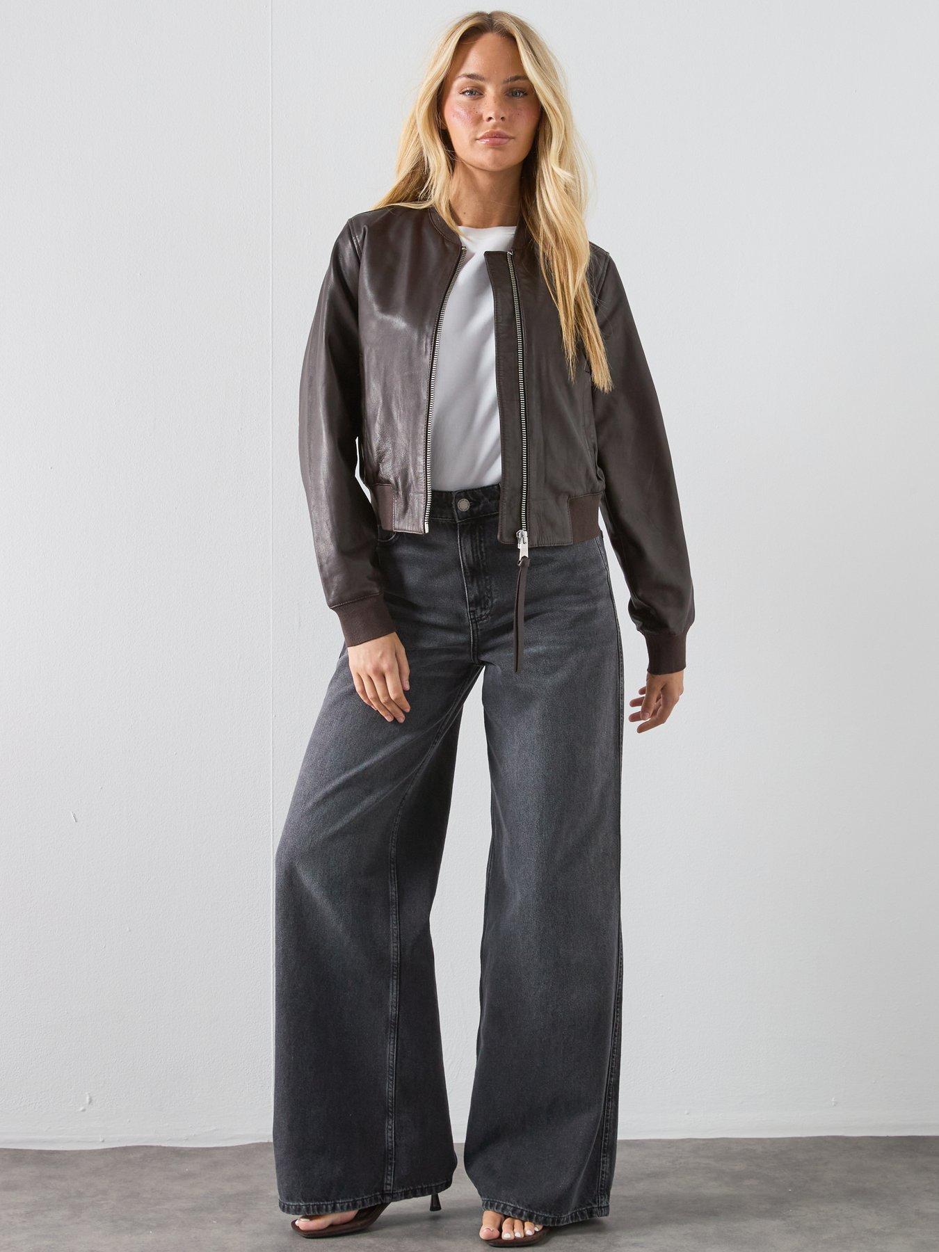 Image 3 of 6 of AllSaints Orten Leather Bomber Jacket - Oxblood Red