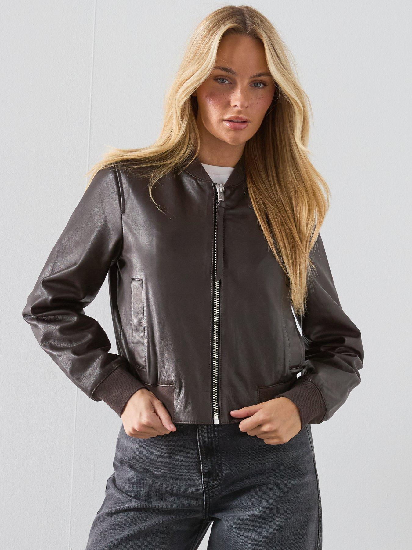 Image 4 of 6 of AllSaints Orten Leather Bomber Jacket - Oxblood Red