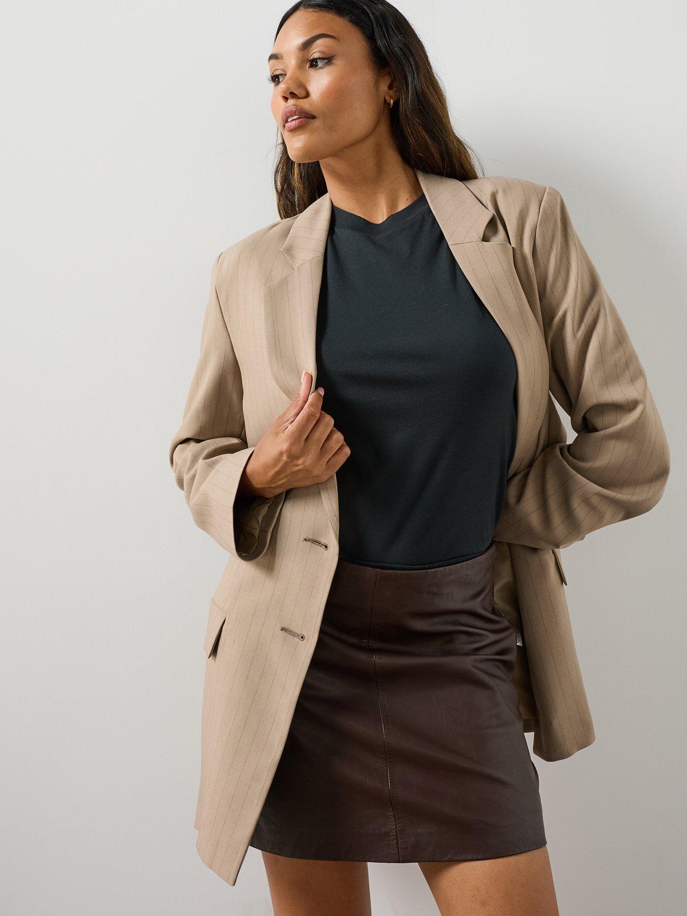 Image 3 of 5 of AllSaints Renai Leather Mini Skirt - Brown