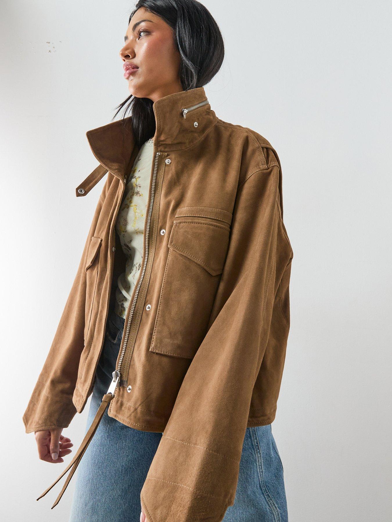 Image 1 of 6 of AllSaints Clay Suede Jacket