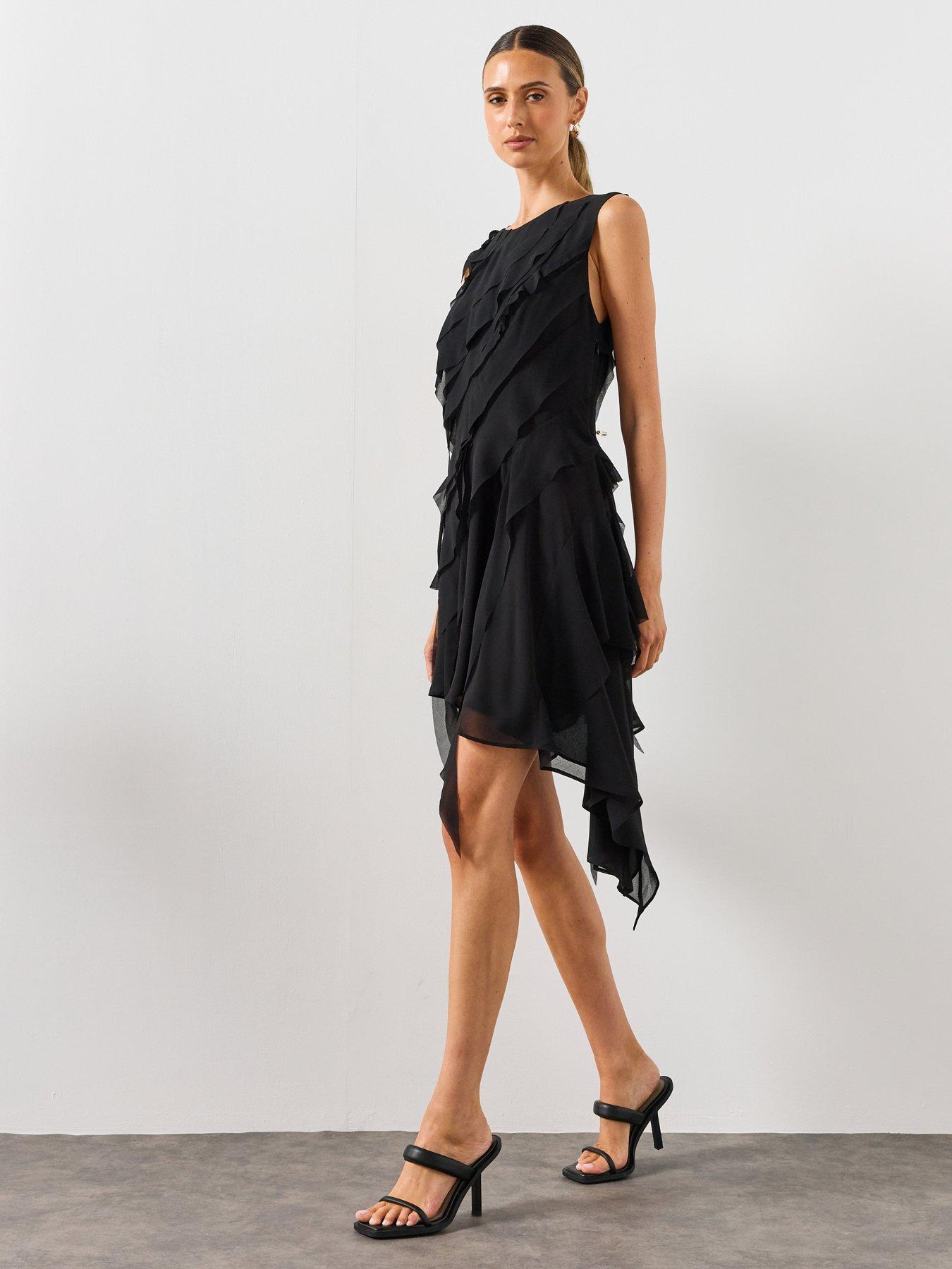 AllSaints Angie Panel Midi Dress - Black