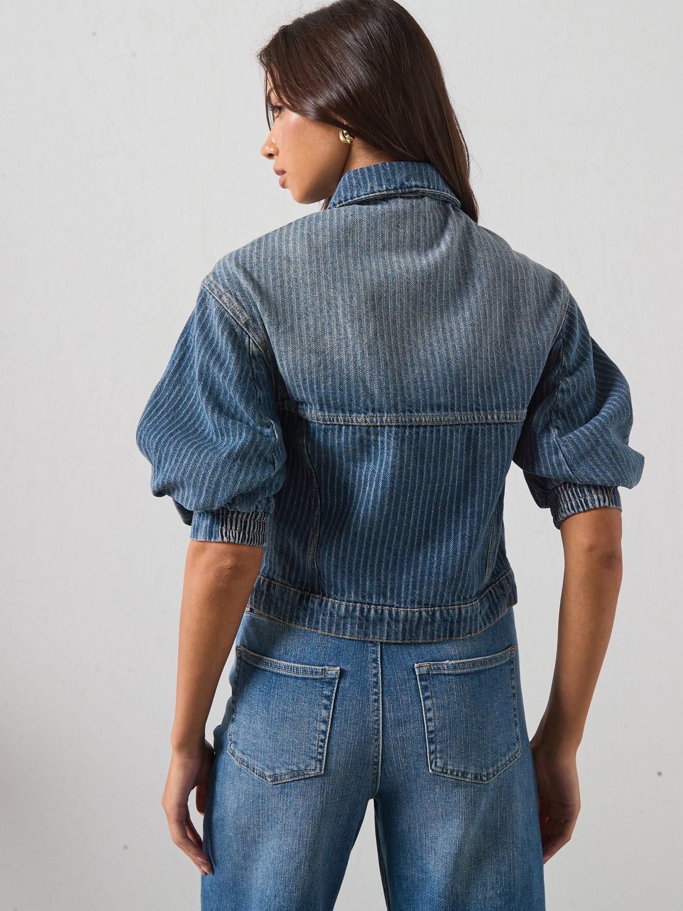 Image 2 of 6 of AllSaints Luca Stripe Jacket - Blue