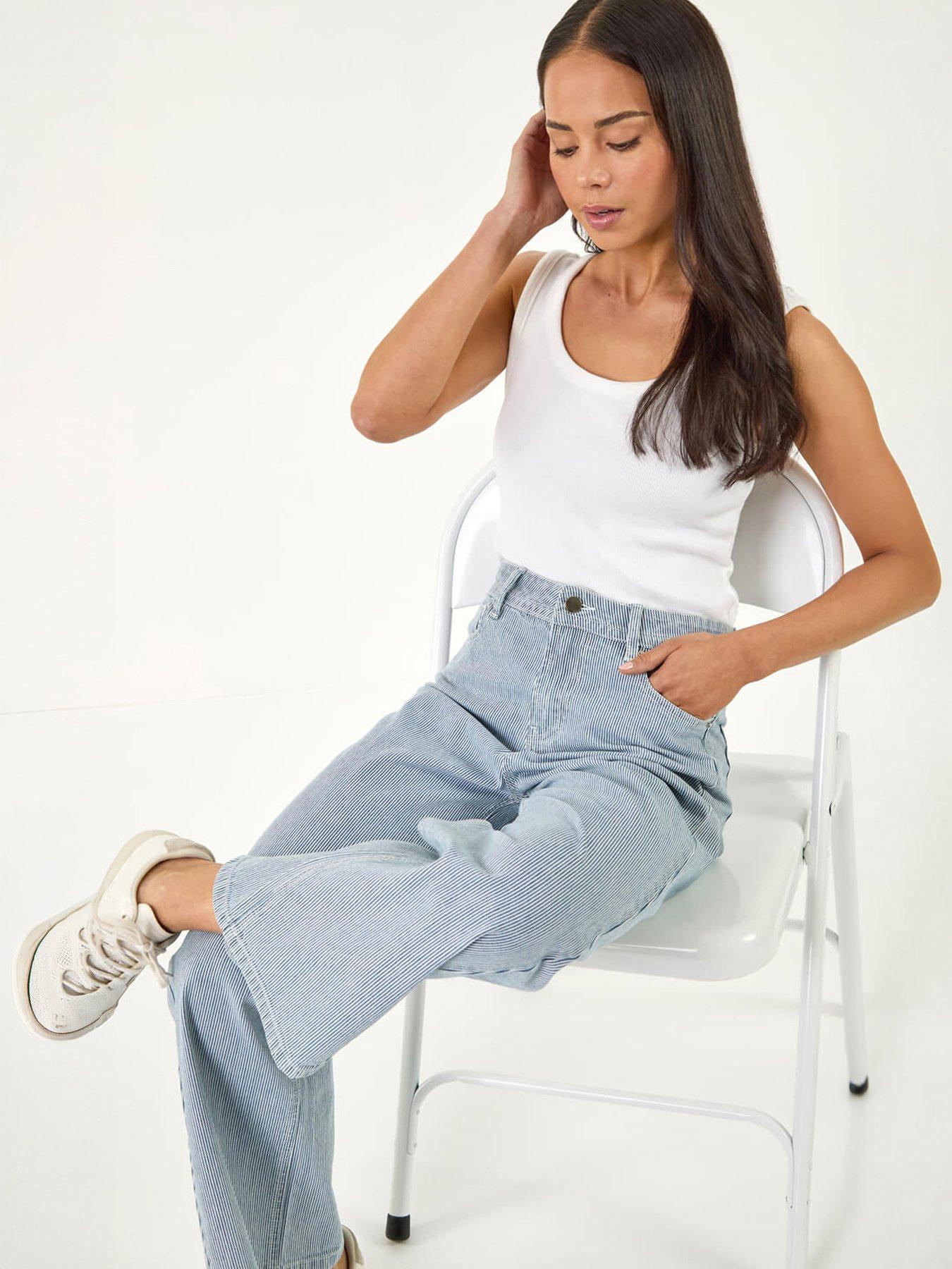  image of roman-petite-stripe-cropped-jeans