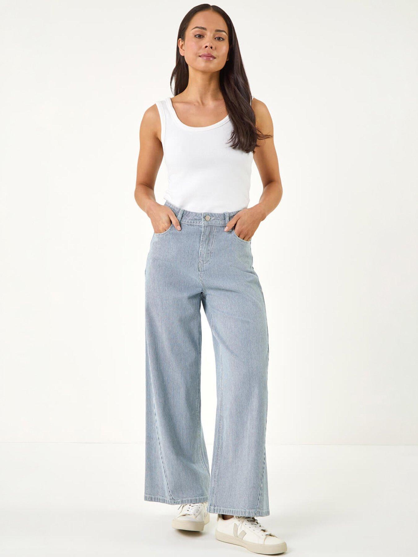  image of roman-petite-stripe-cropped-jeans