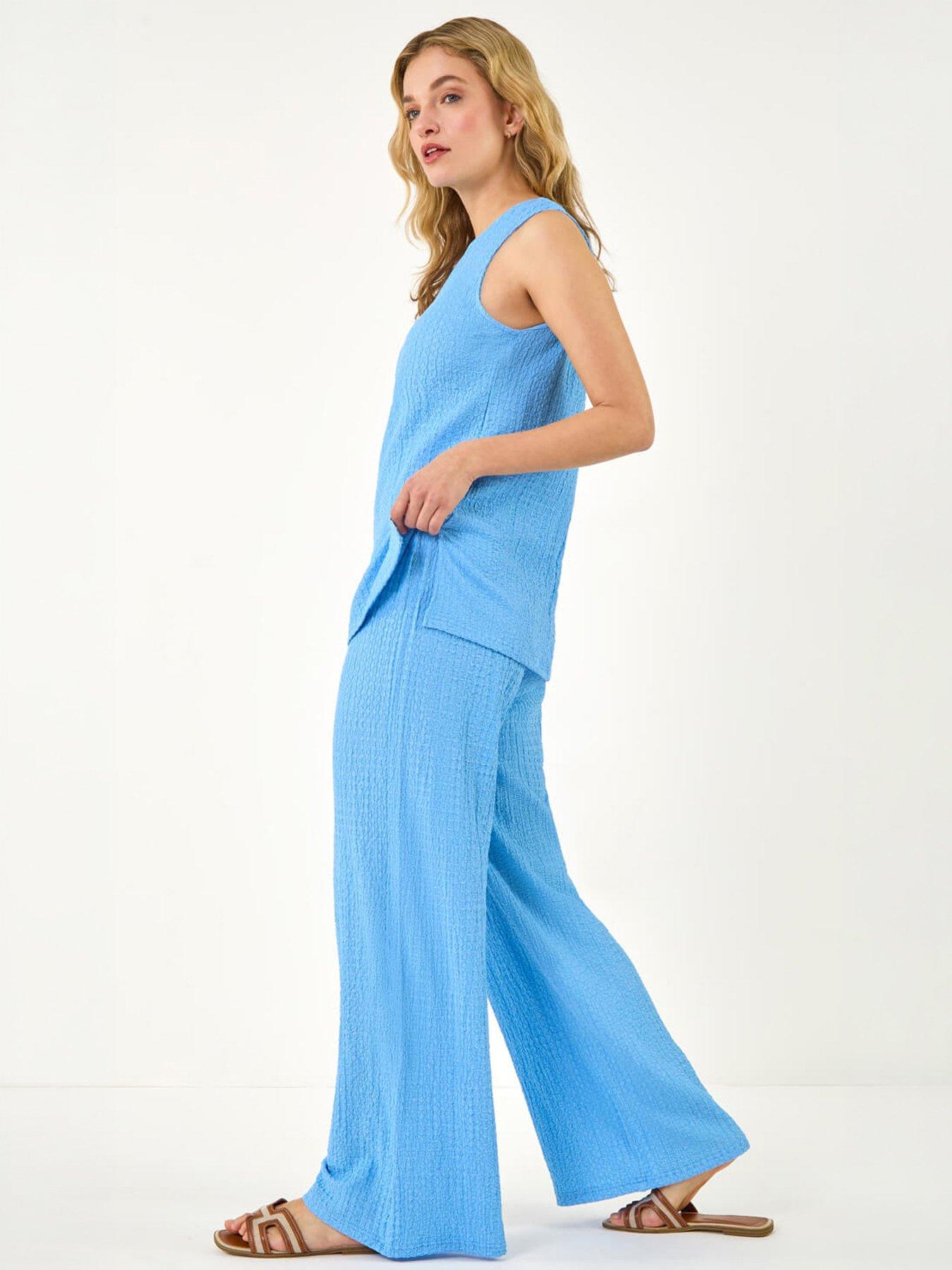 Image 1 of 5 of Roman Dusk Textured Wide Leg Stretch Trouser