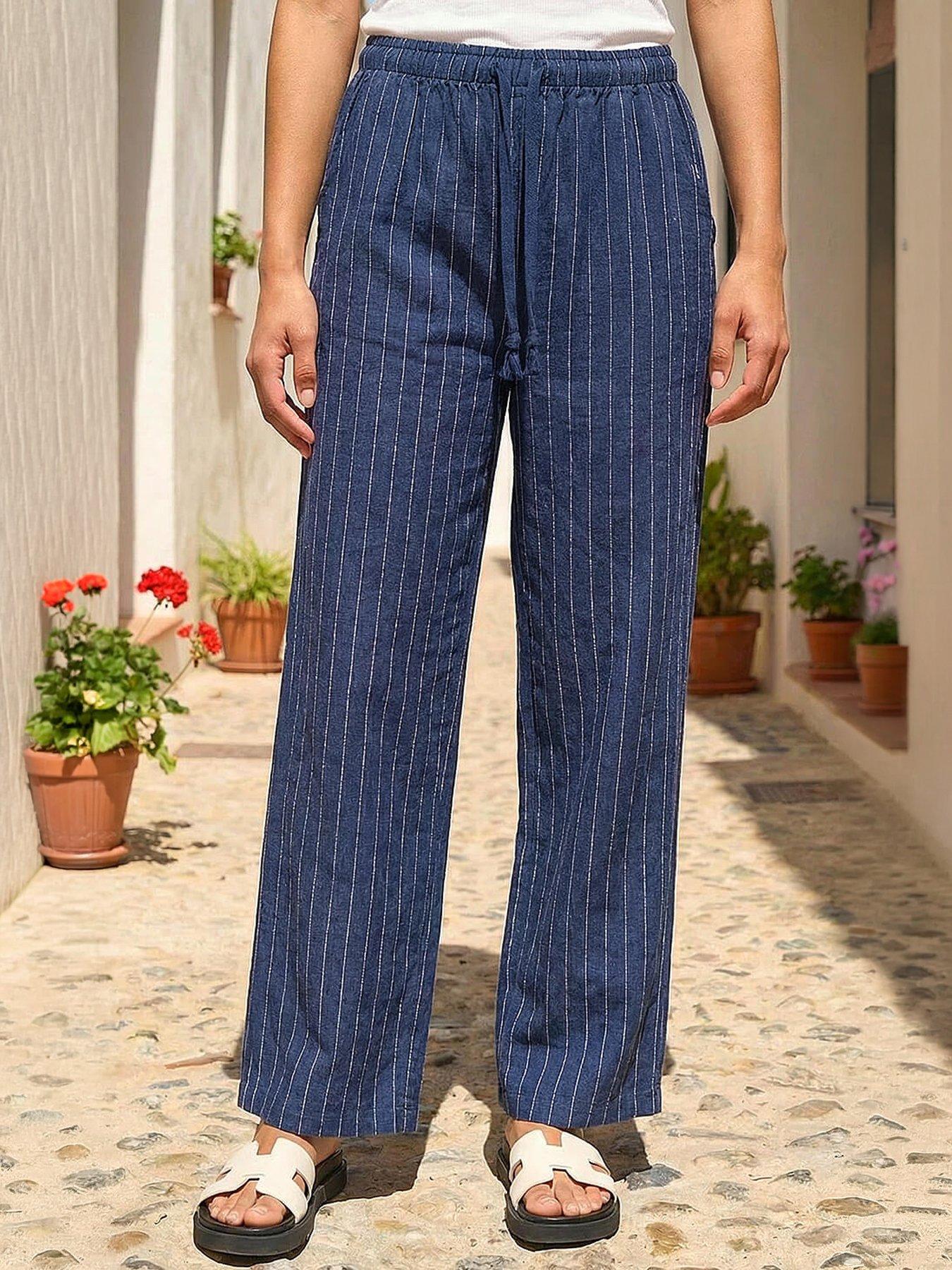 Image 4 of 4 of Roman Stripe Linen Blend Trouser