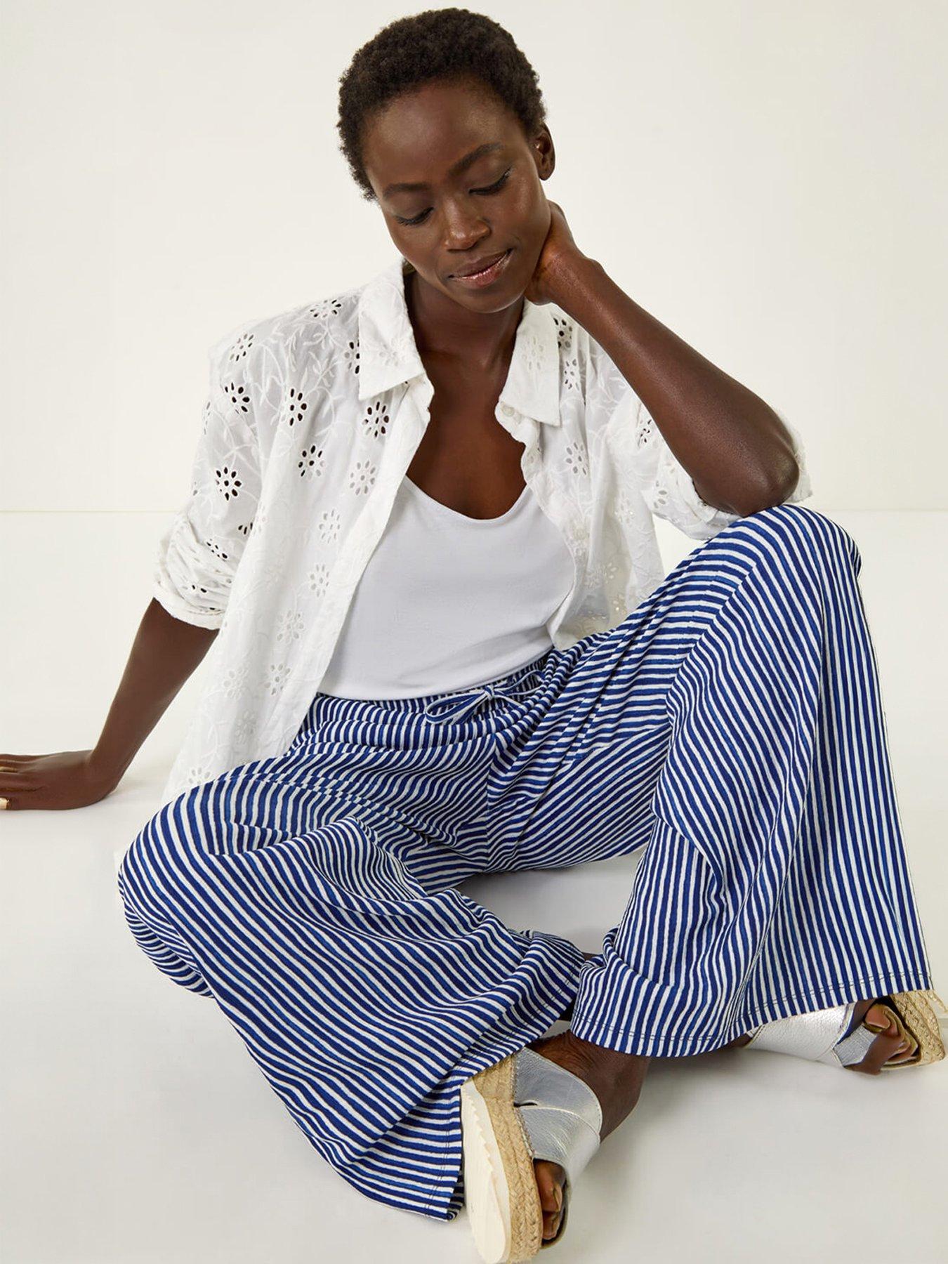 Roman Stripe Wide Leg Trouser