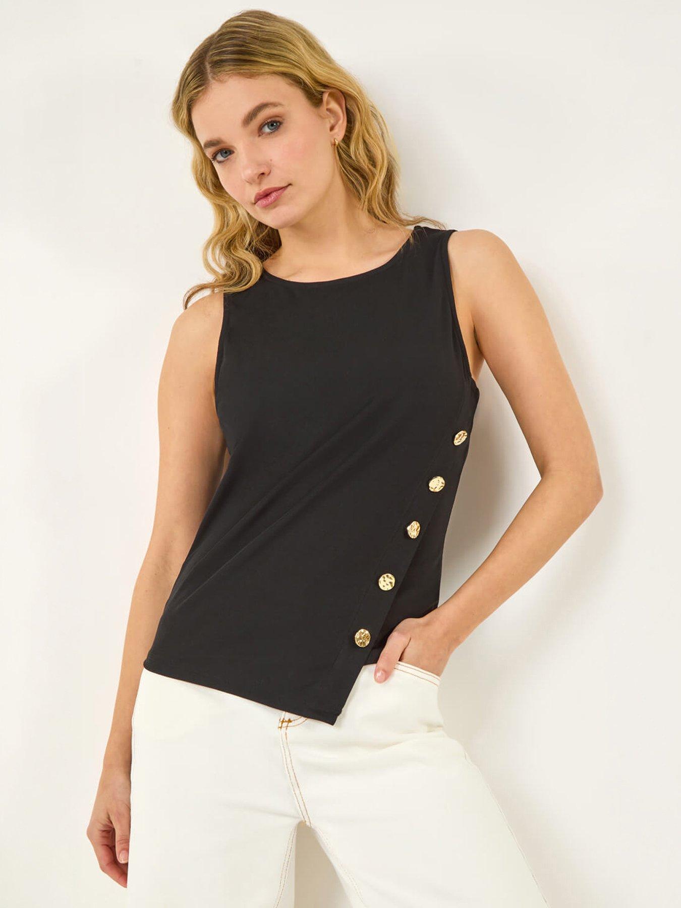 Image 1 of 5 of Roman Dusk Asymmetric Button Detail Top