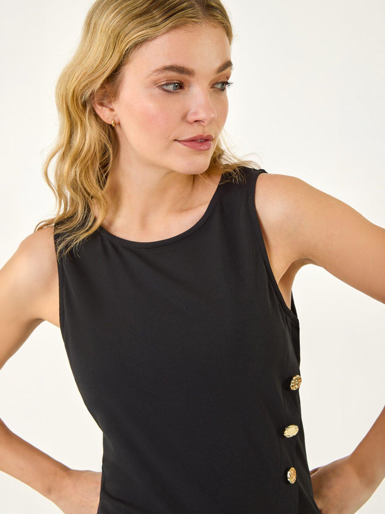 Image 3 of 5 of Roman Dusk Asymmetric Button Detail Top