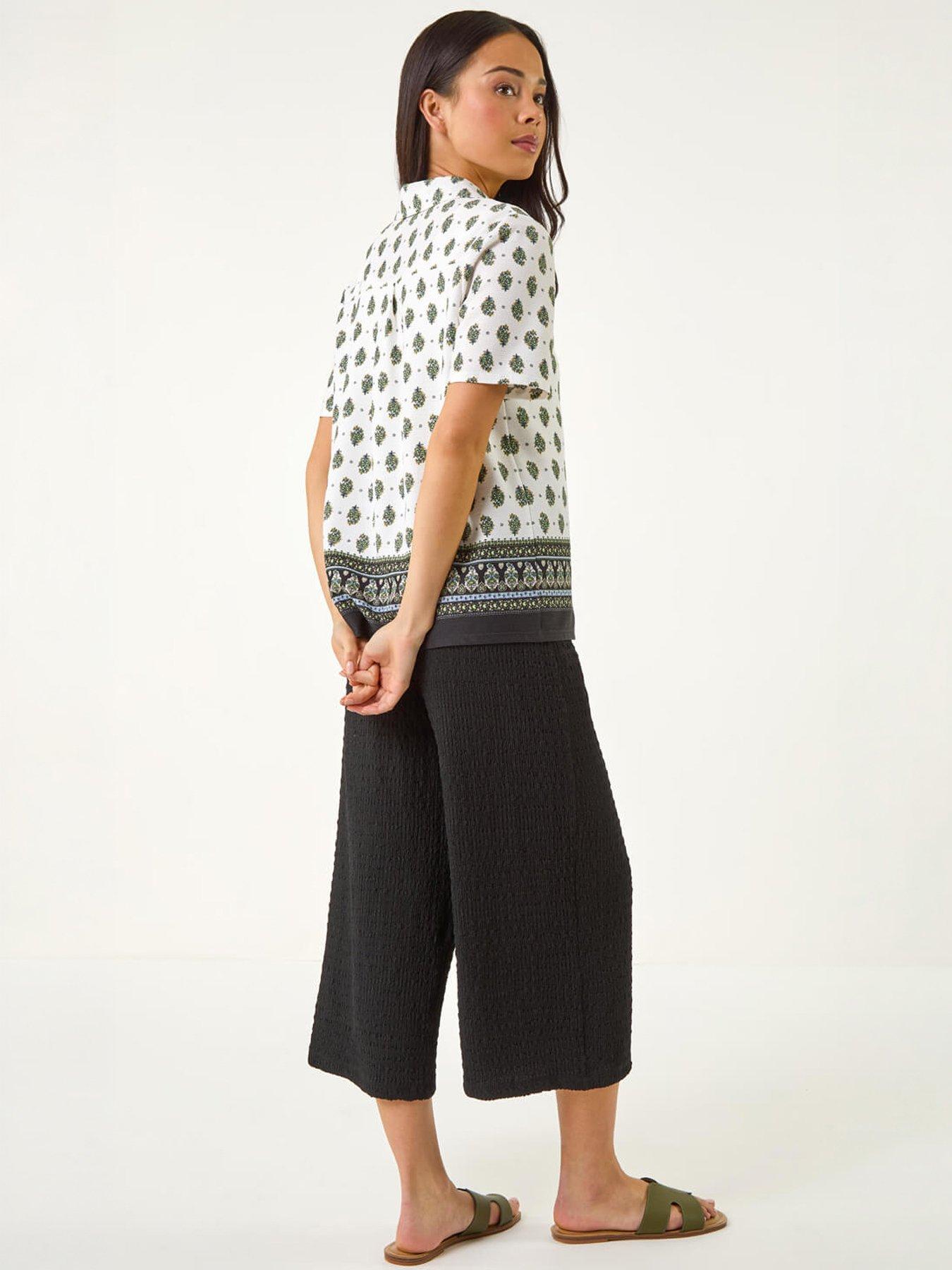Image 4 of 5 of Roman Petite Border Print Button Blouse