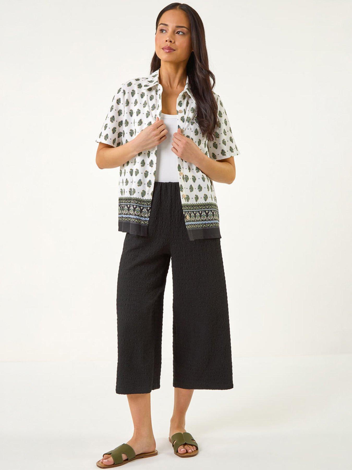 Image 5 of 5 of Roman Petite Border Print Button Blouse