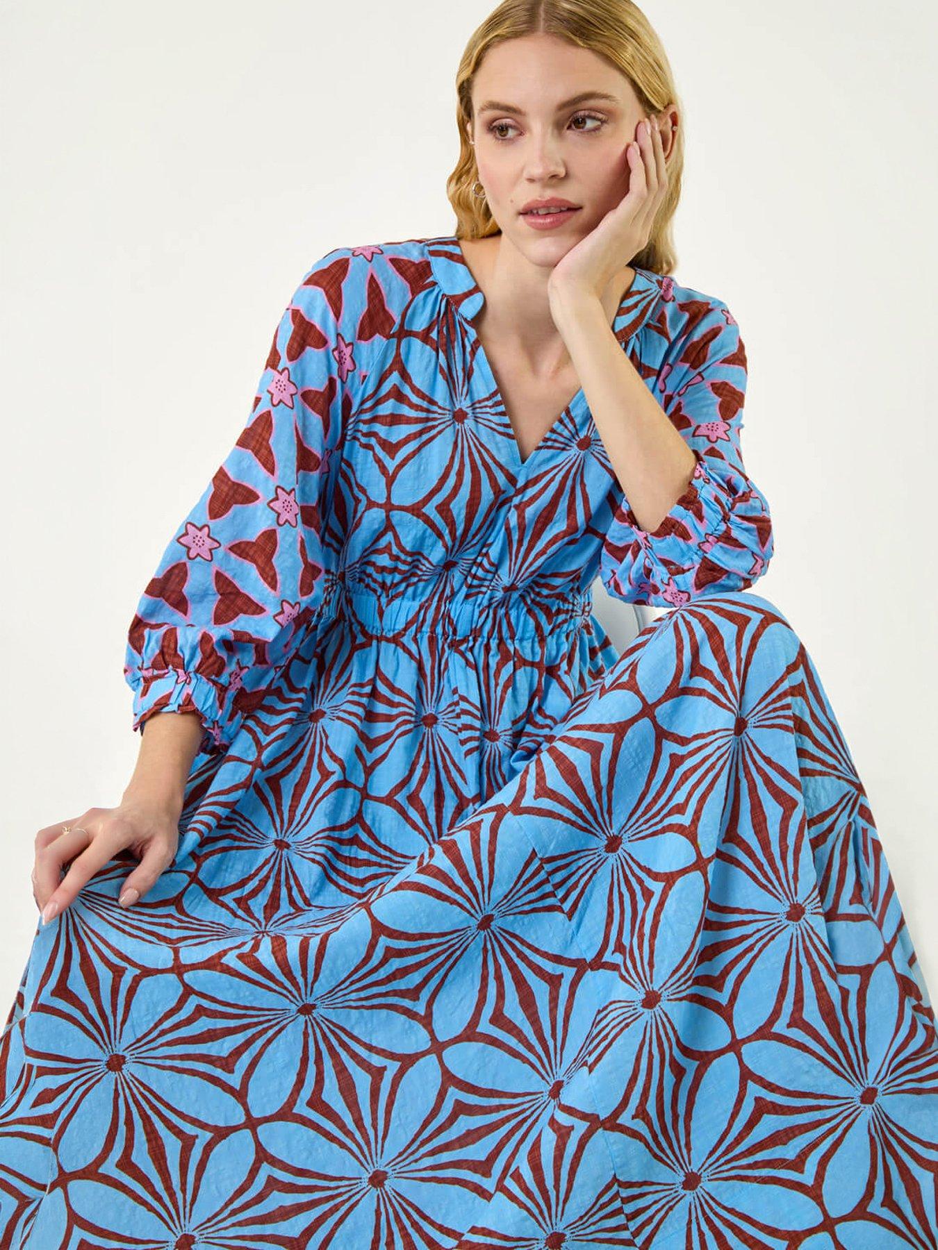  image of roman-abstract-print-v-neck-maxi-dress