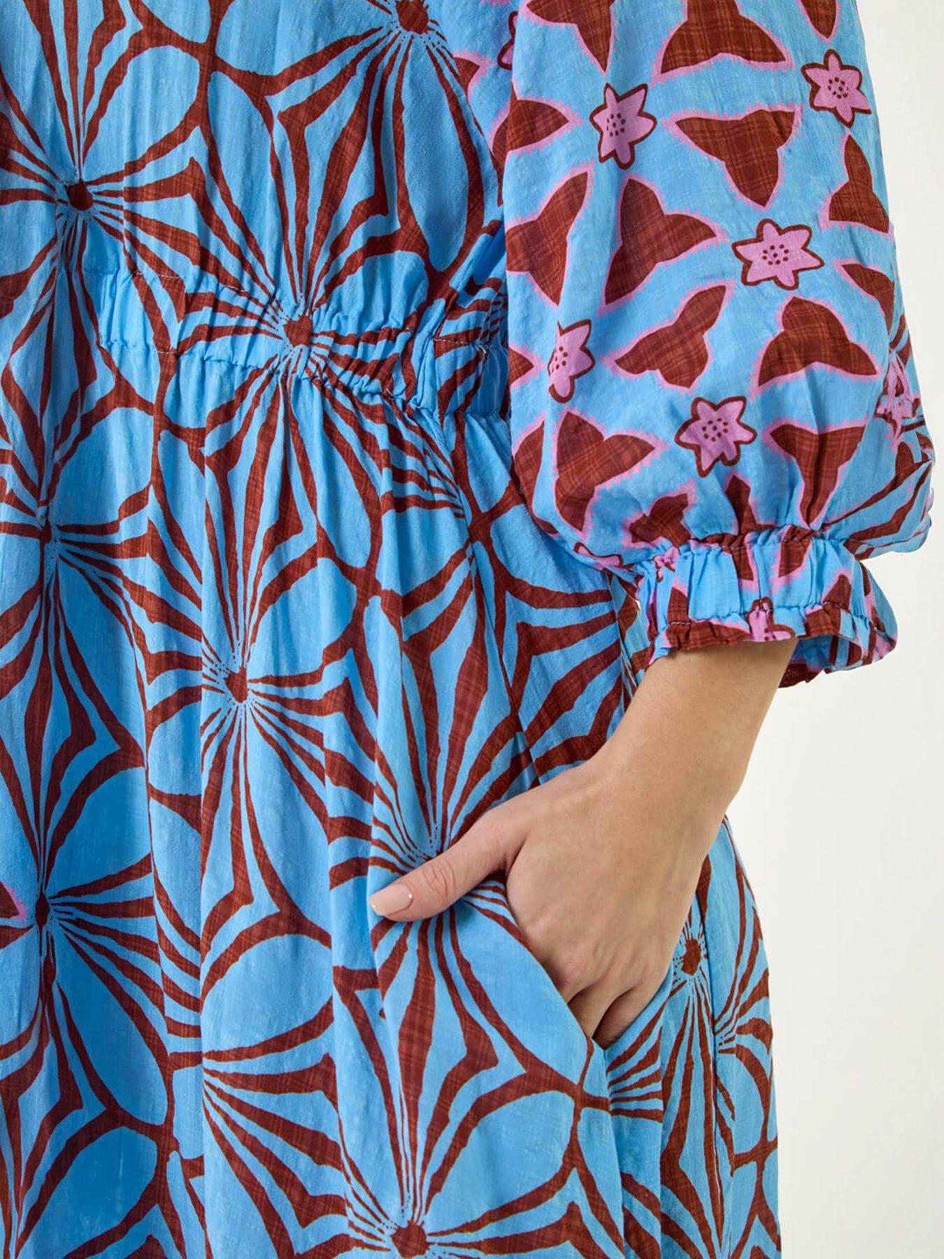  image of roman-abstract-print-v-neck-maxi-dress