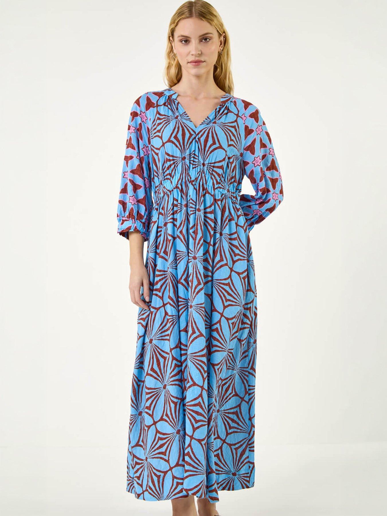  image of roman-abstract-print-v-neck-maxi-dress