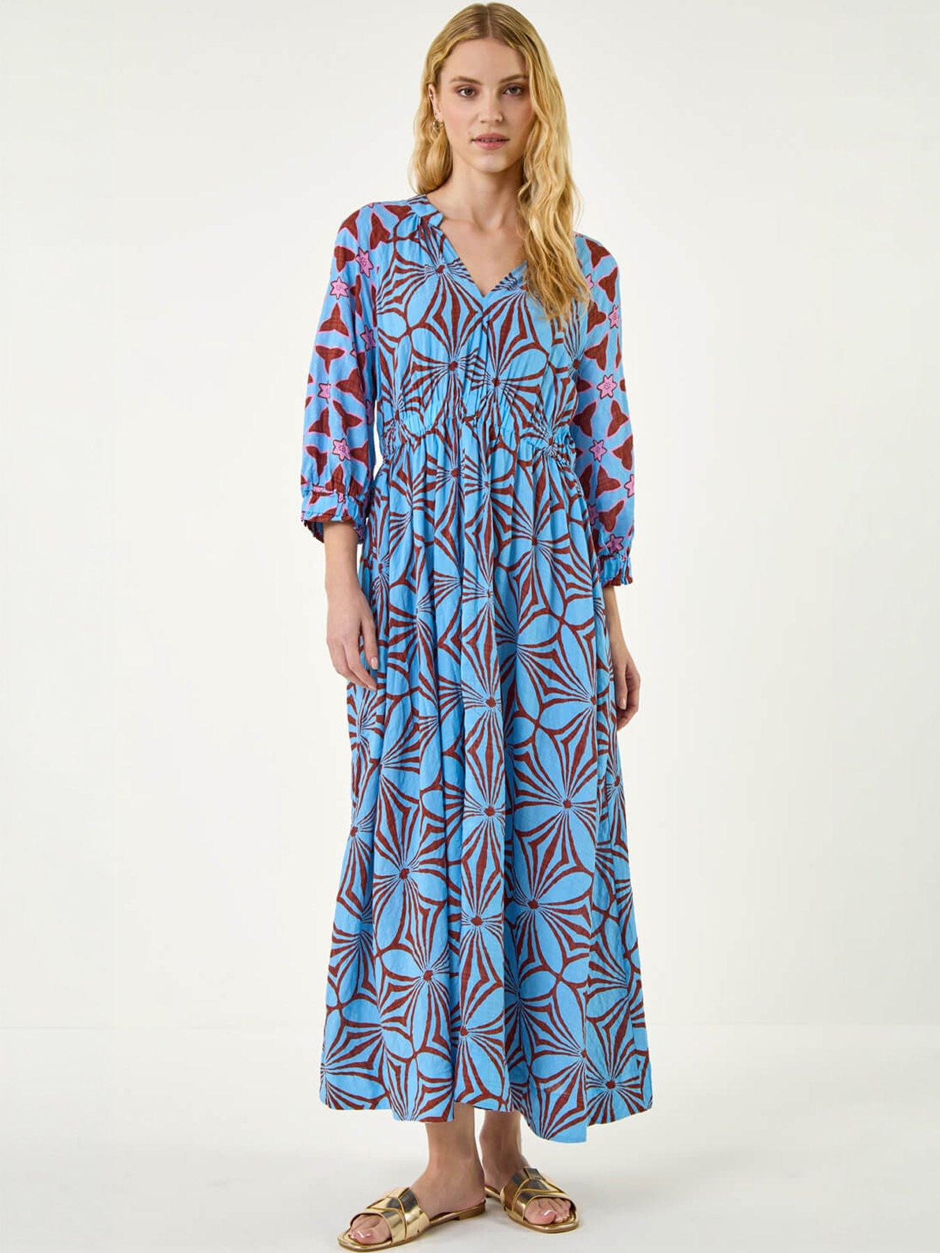  image of roman-abstract-print-v-neck-maxi-dress