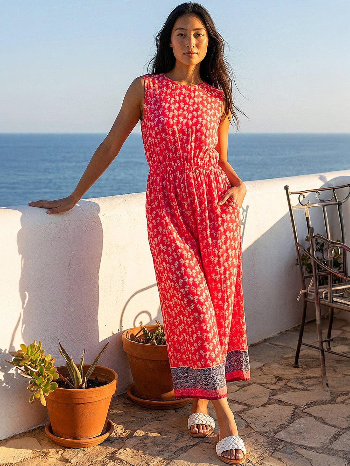 Image 1 of 5 of Roman Petite Printed Cropped Jumpsuit