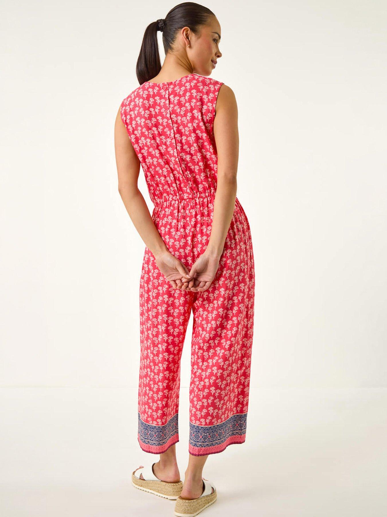 Image 4 of 5 of Roman Petite Printed Cropped Jumpsuit