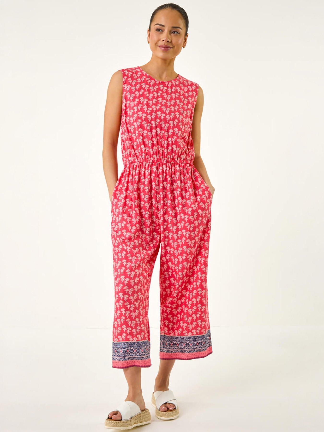 Image 5 of 5 of Roman Petite Printed Cropped Jumpsuit