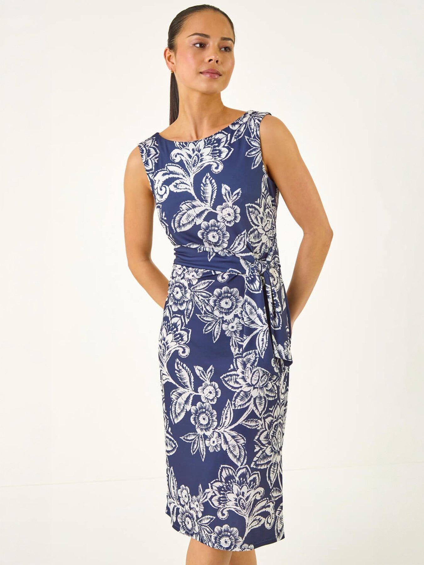 Roman Petite Floral Side Tie Dress