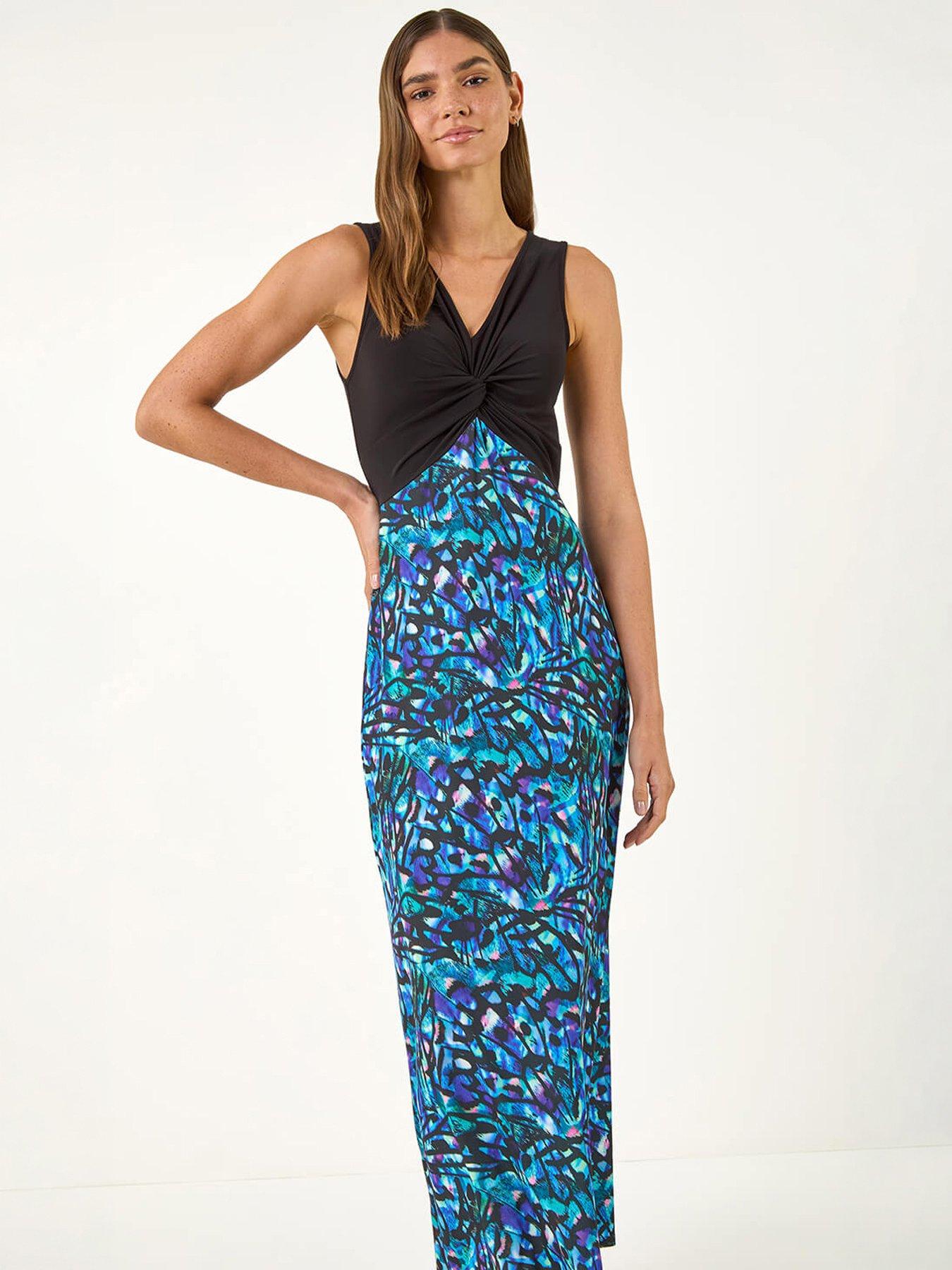  image of roman-twist-front-stretch-midi-dress