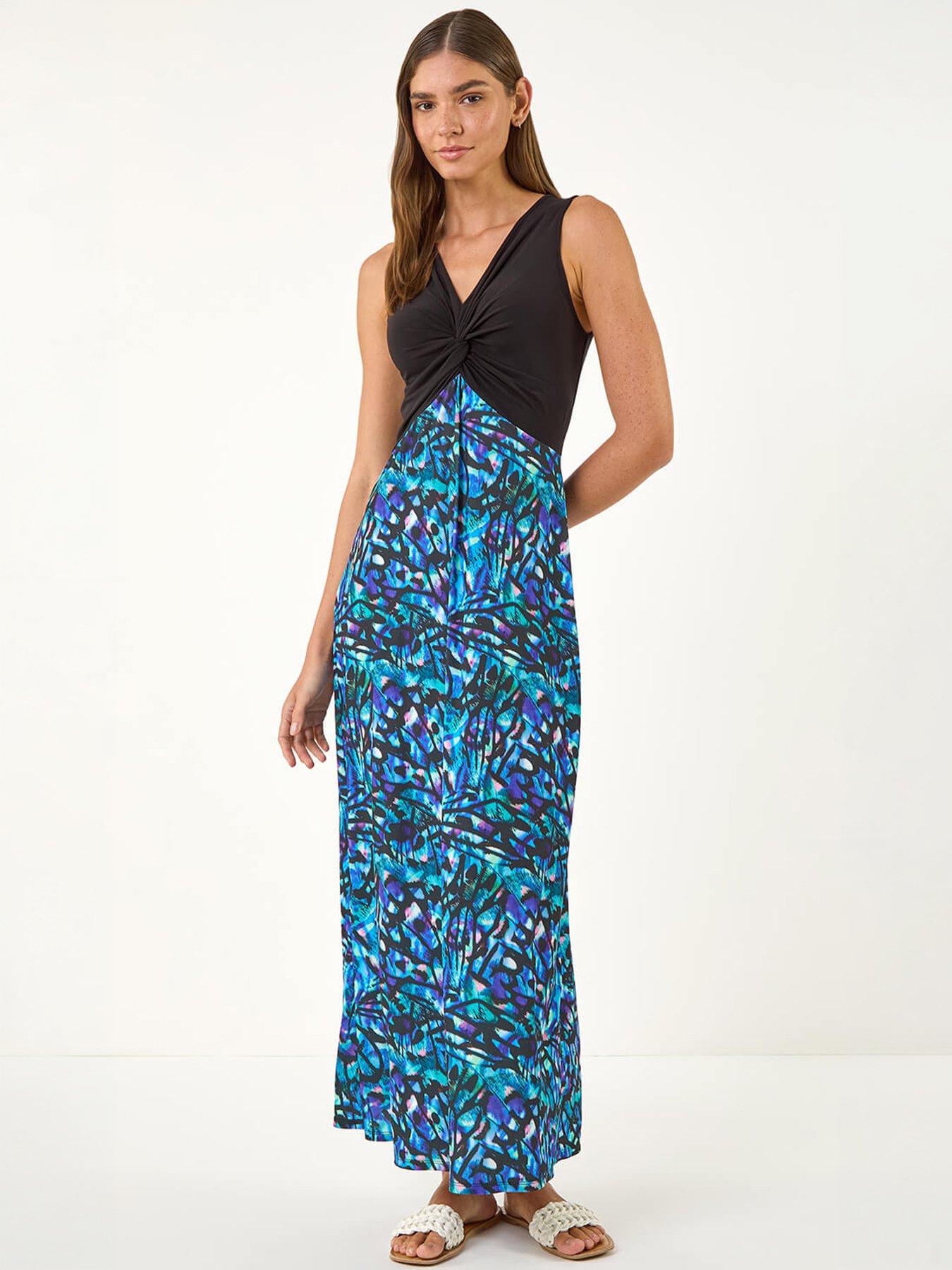 image of roman-twist-front-stretch-midi-dress