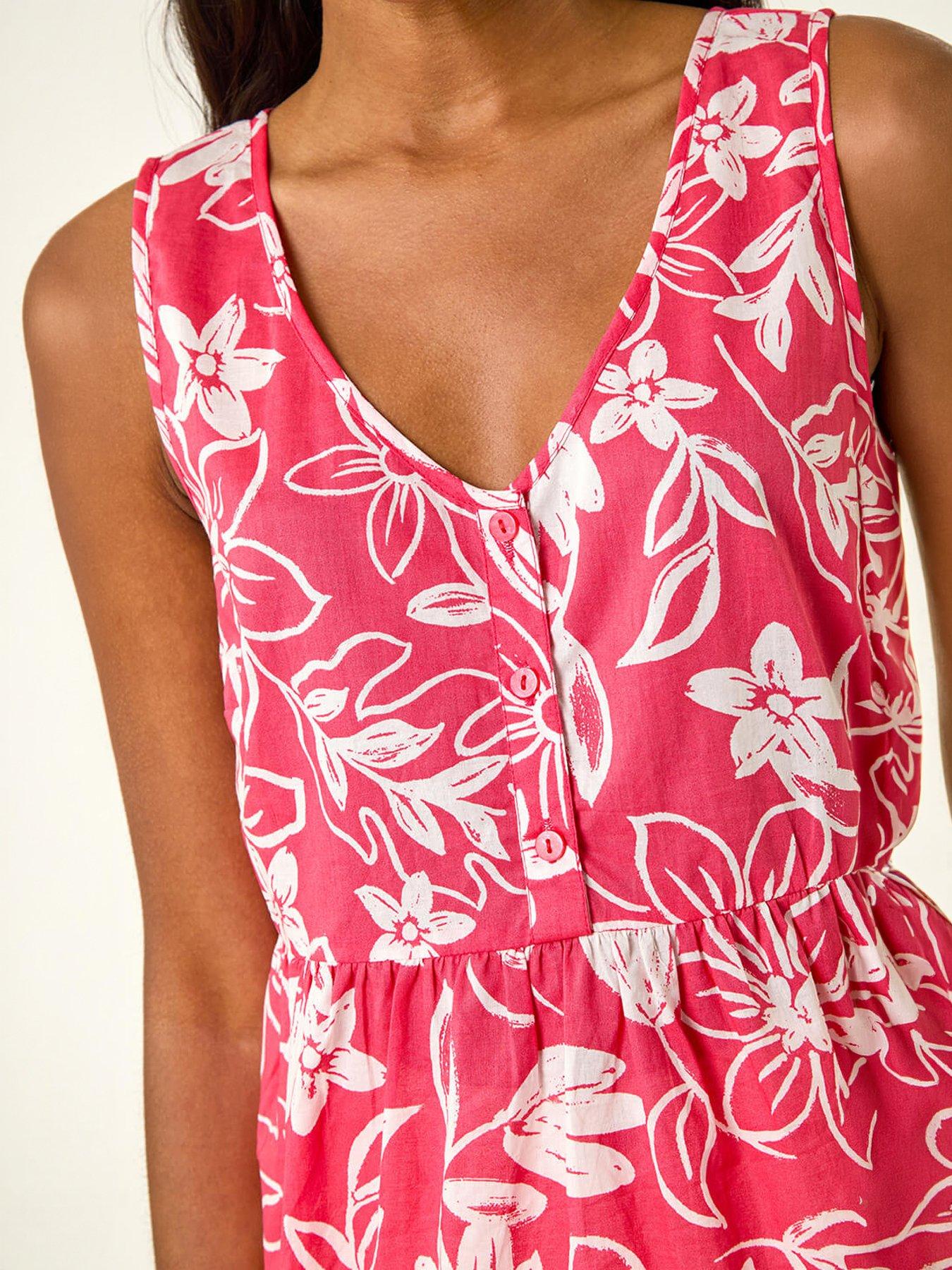 Image 2 of 5 of Roman Floral V-neck Buttoned Top