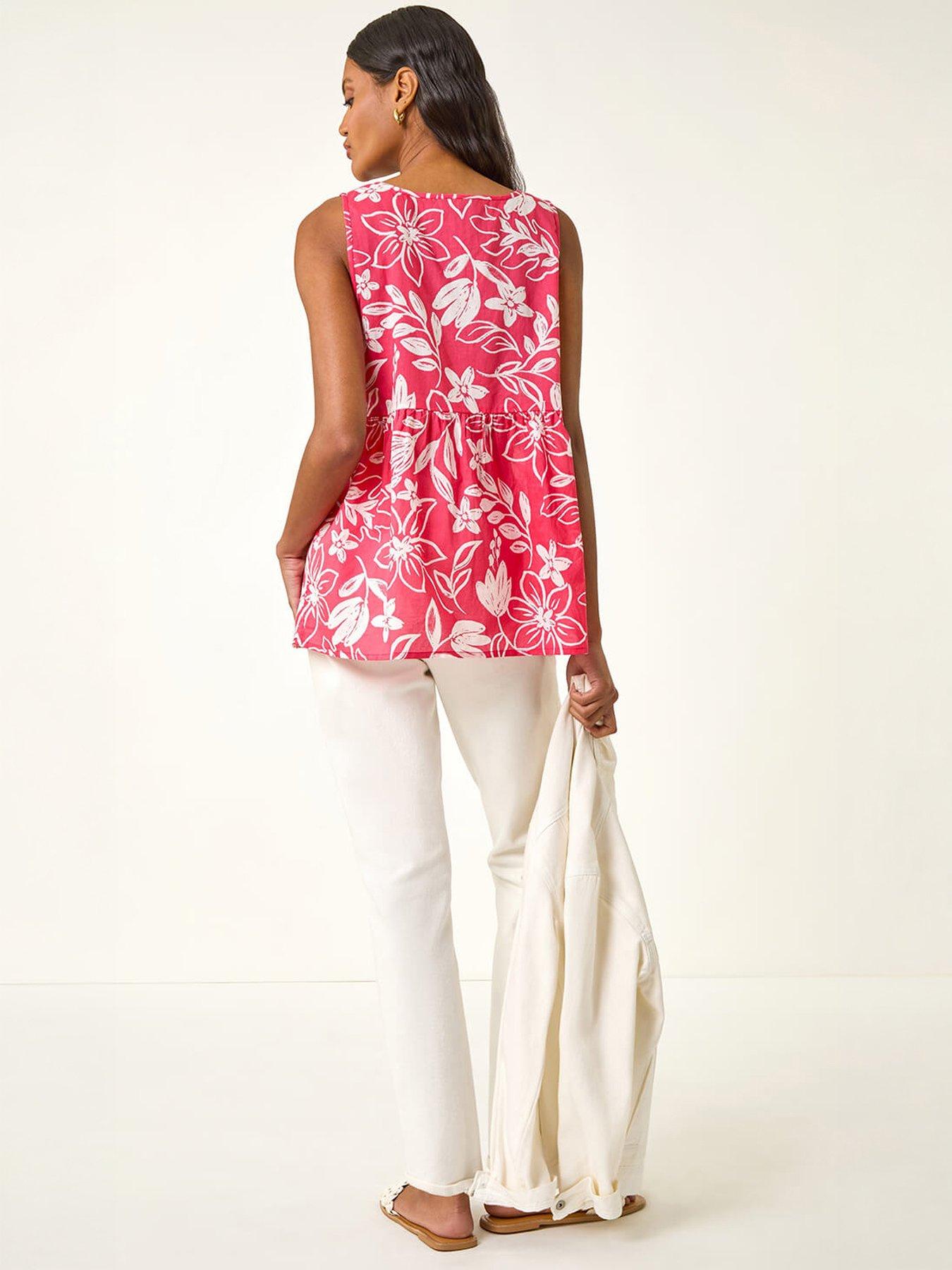 Image 4 of 5 of Roman Floral V-neck Buttoned Top
